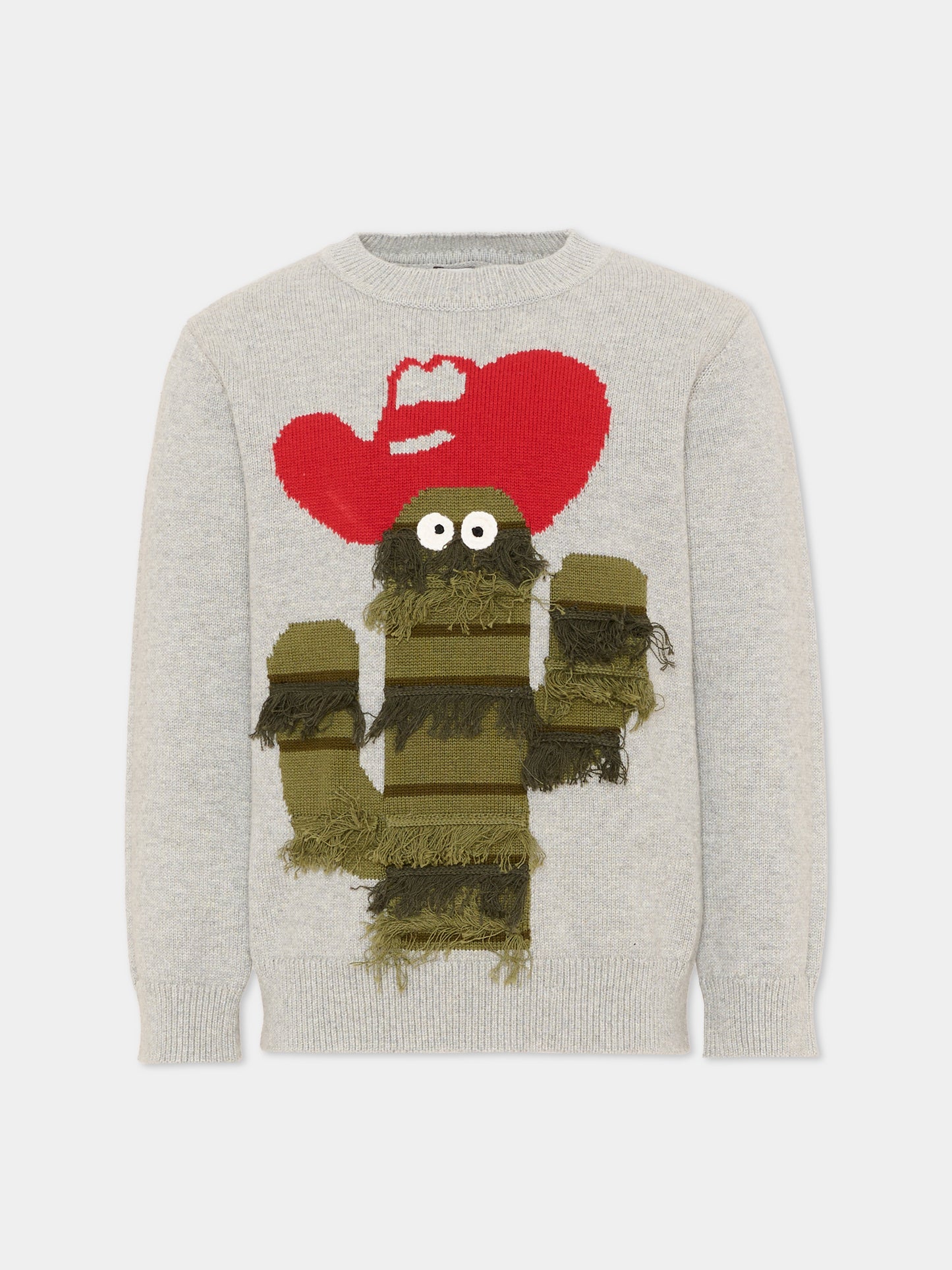Maglione grigio per bambino con cactus,Stella Mccartney Kids,TZ9H00 Z2922 100