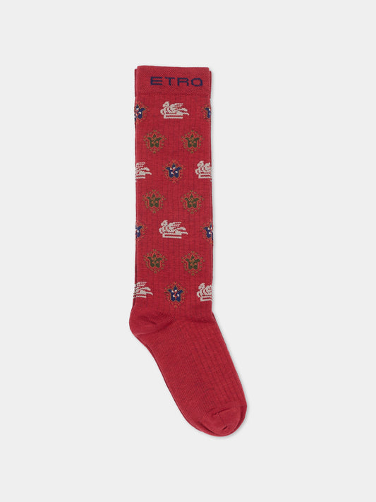Calzino bordeaux per bambina con Pegaso,Etro,GZ0A40 Z0553 303MC
