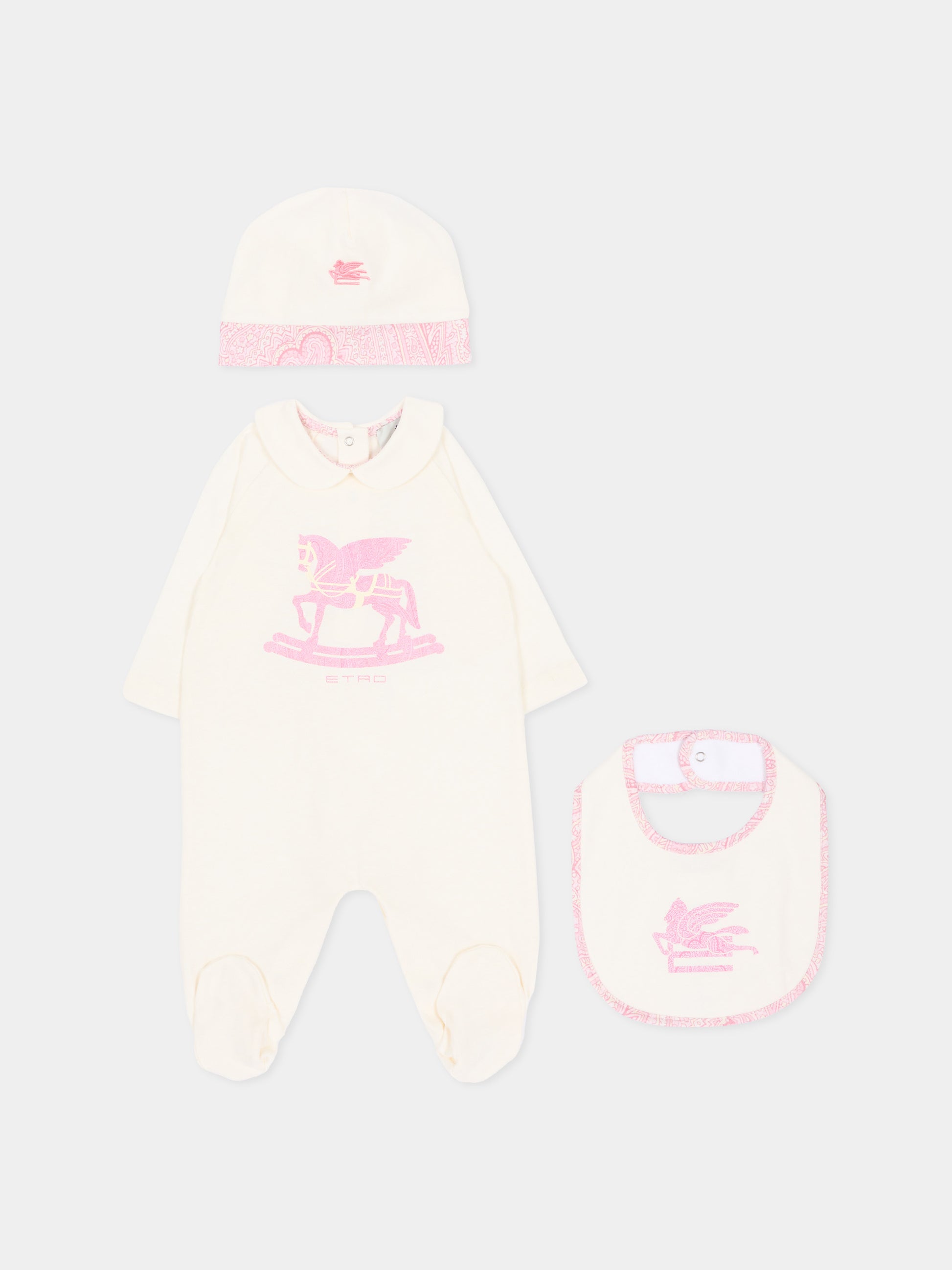 Set tutine avorio per neonata con Pegaso,Etro,GYB540 Z3672 102RS