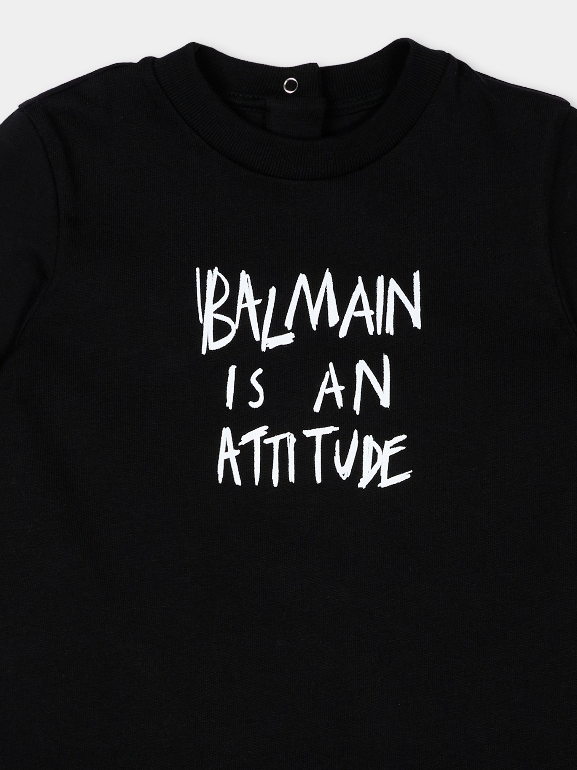 Vestito nero per neonata con logo,Balmain Kids,BZ1011 Z3672 930BC