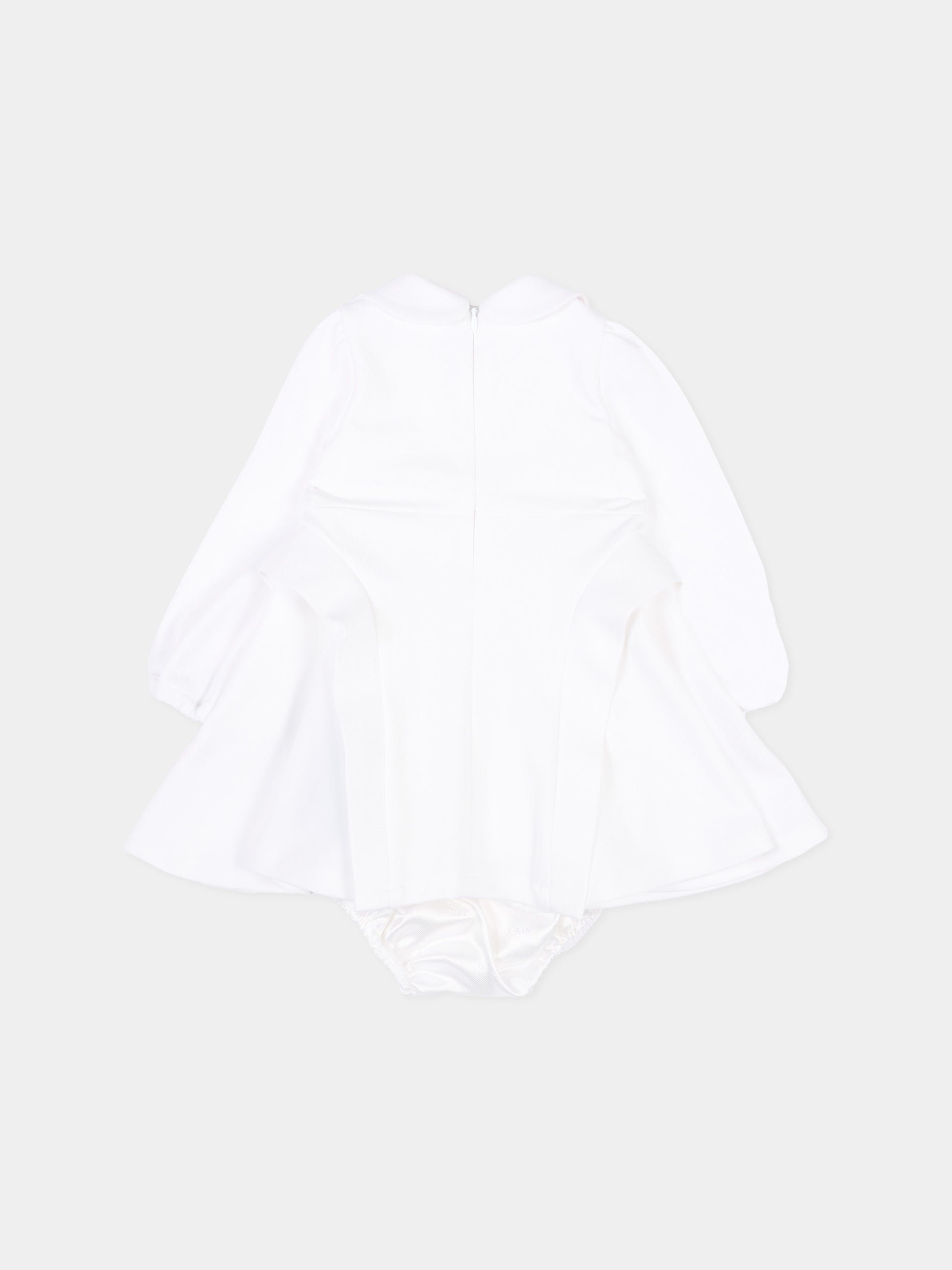 Abito bianco per neonata con bottoni oro,Balmain Kids,BZ1100 J0371 100OR