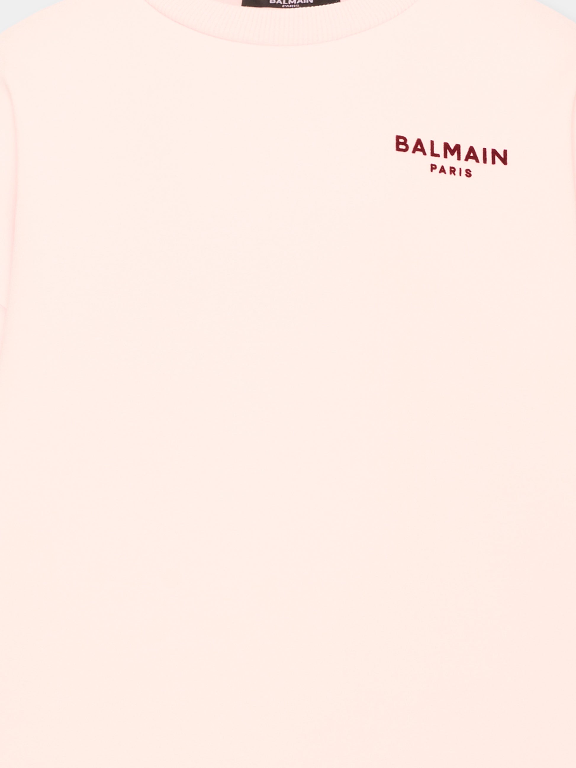 Vestito rosa per bambina con logo,Balmain Kids,BZ1A60 Z3728 508BD