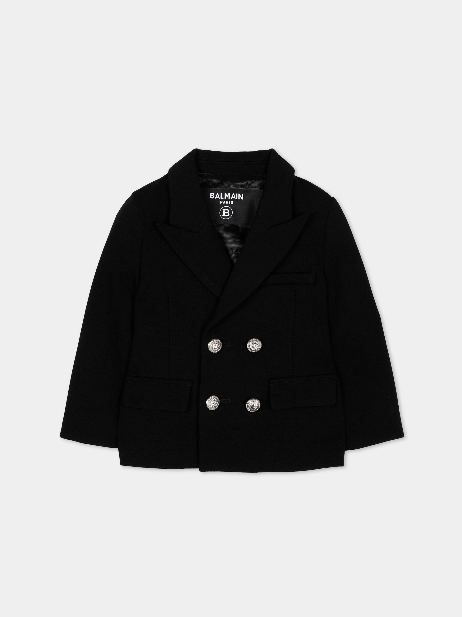 Giacca doppiopetto nera per neonato,Balmain Kids,BY2540 J0371 930AG