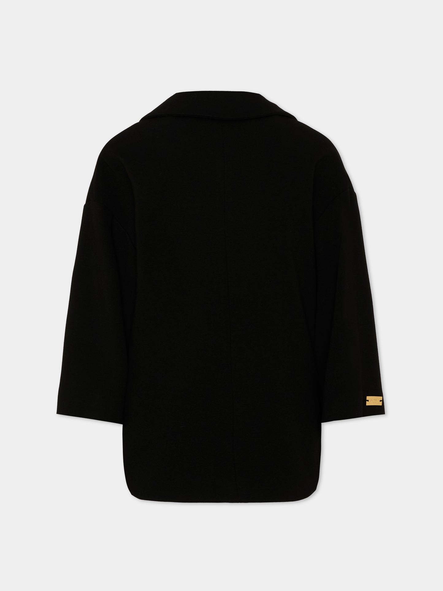 Cappotto nero doppiopetto per bambina con logo,Balmain Kids,BZ2A50 J0371 930OR