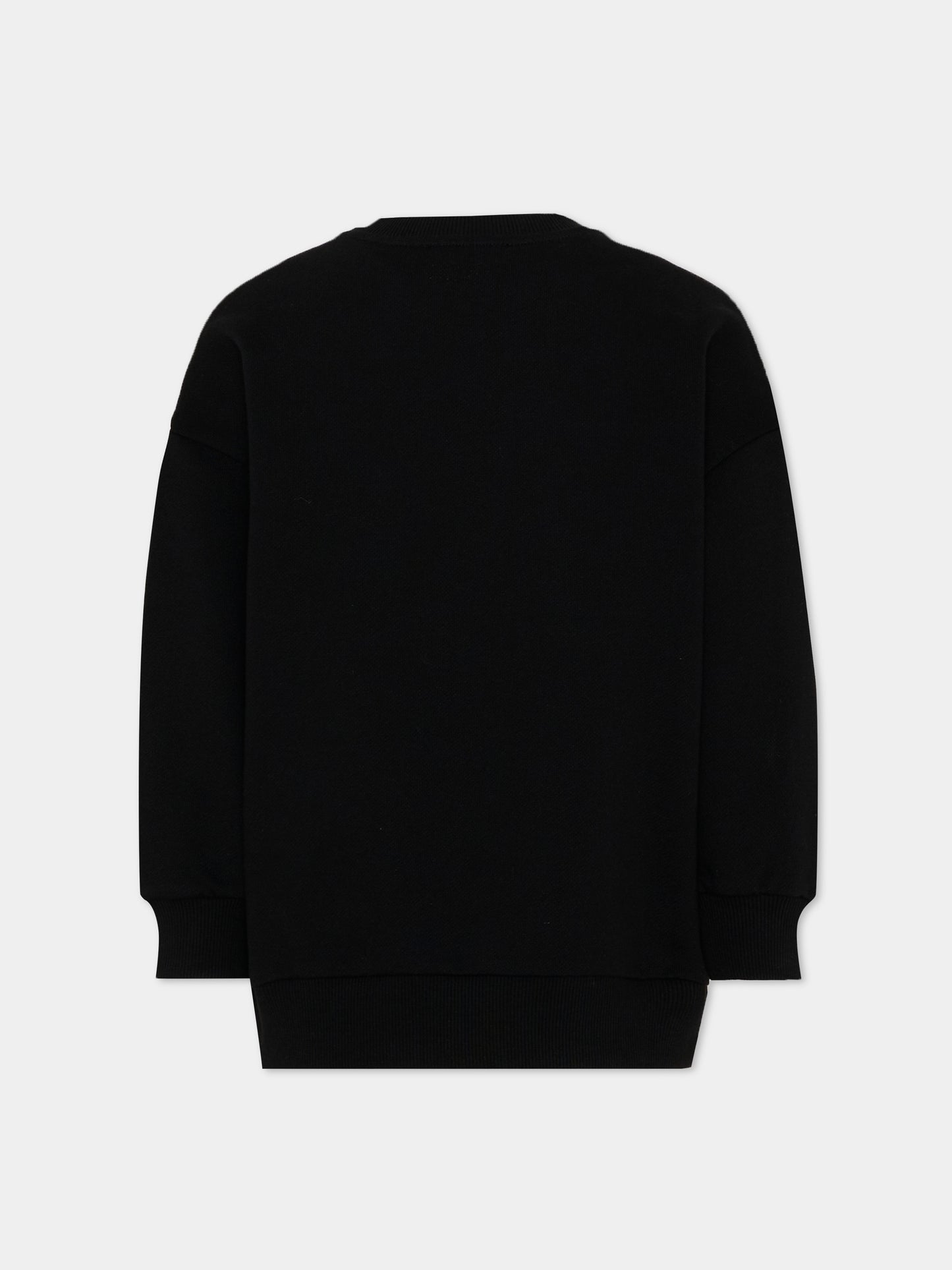 Felpa nera per bambina con logo,Balmain Kids,BZ4A70 Z3183 930BC