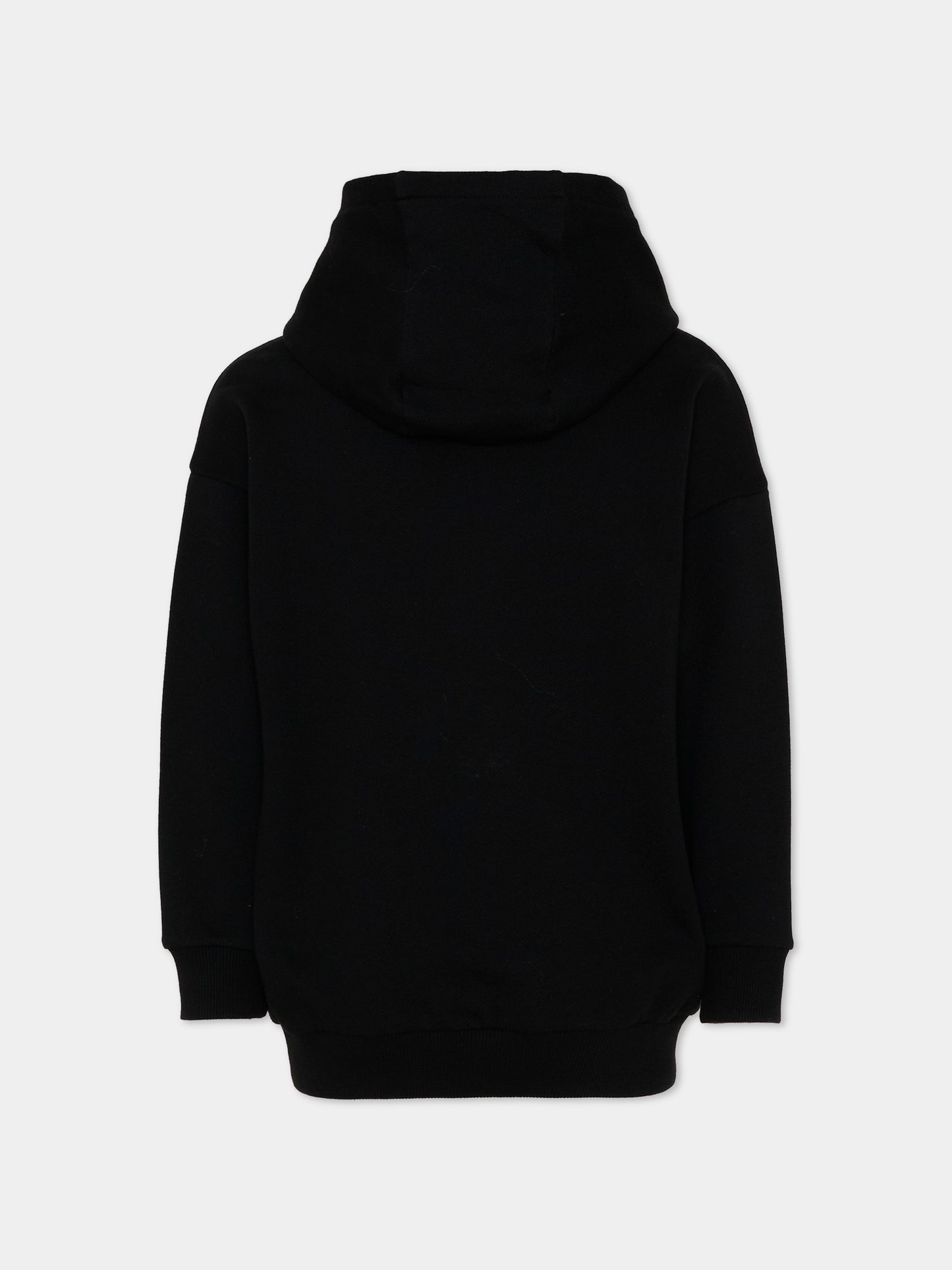 Felpa nera con cappuccio per bambino con logo,Balmain Kids,BZ4H00 Z3183 930BC