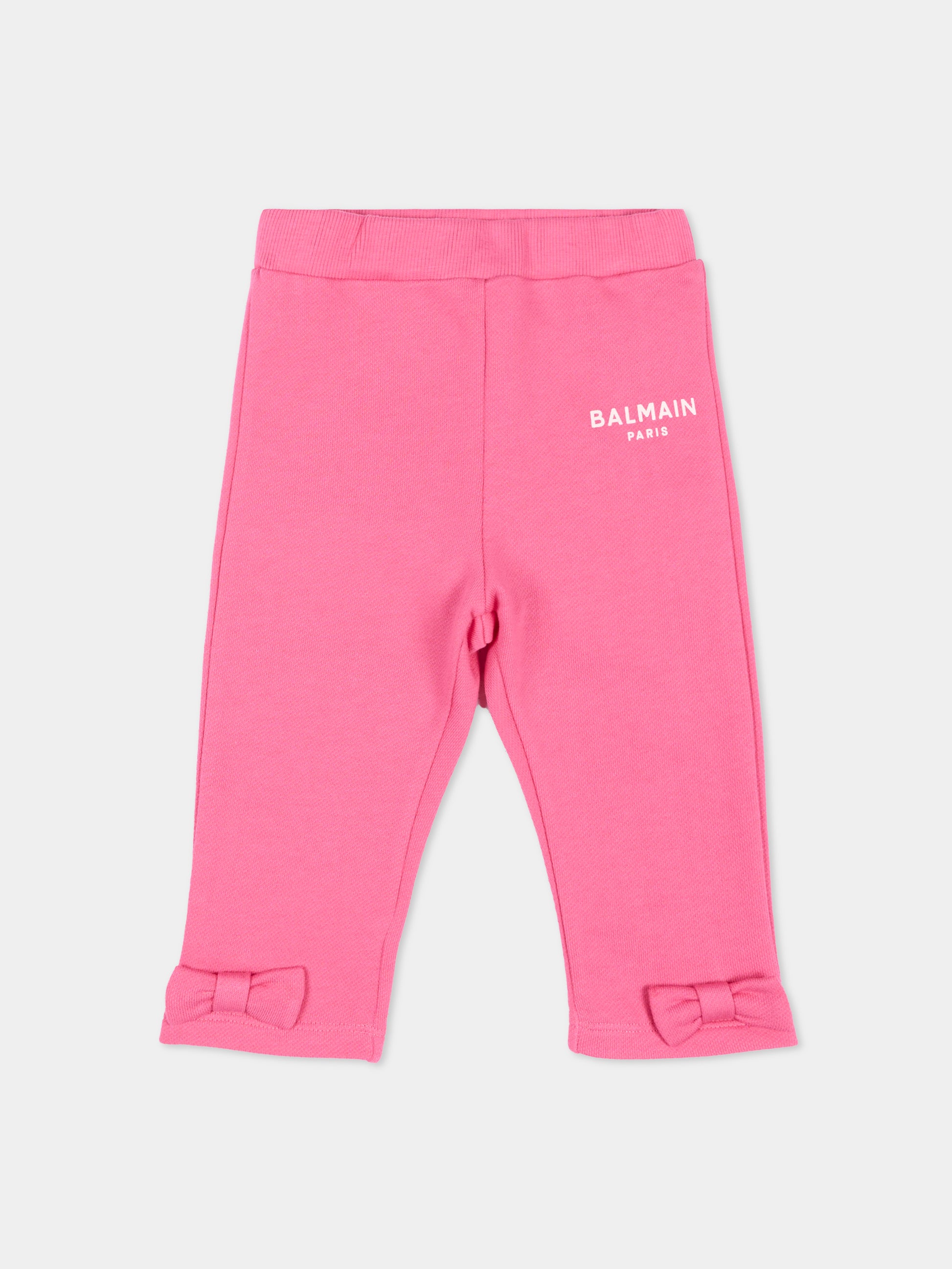 Pantaloni sportivi fucsia per neonata con logo,Balmain Kids,BZ6000 Z3183 52D