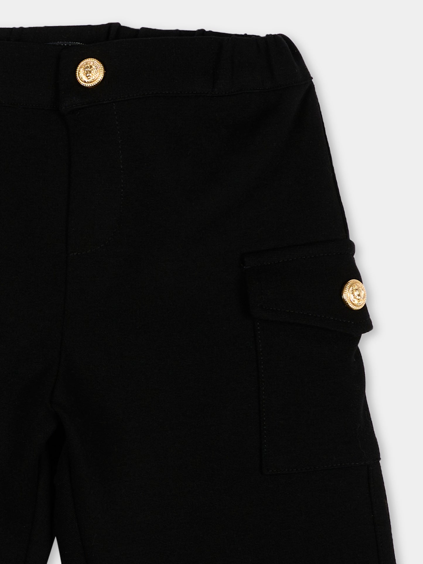 Pantaloni eleganti nero per neonato con tasche cargo,Balmain Kids,BZ6340 J0371 930OR