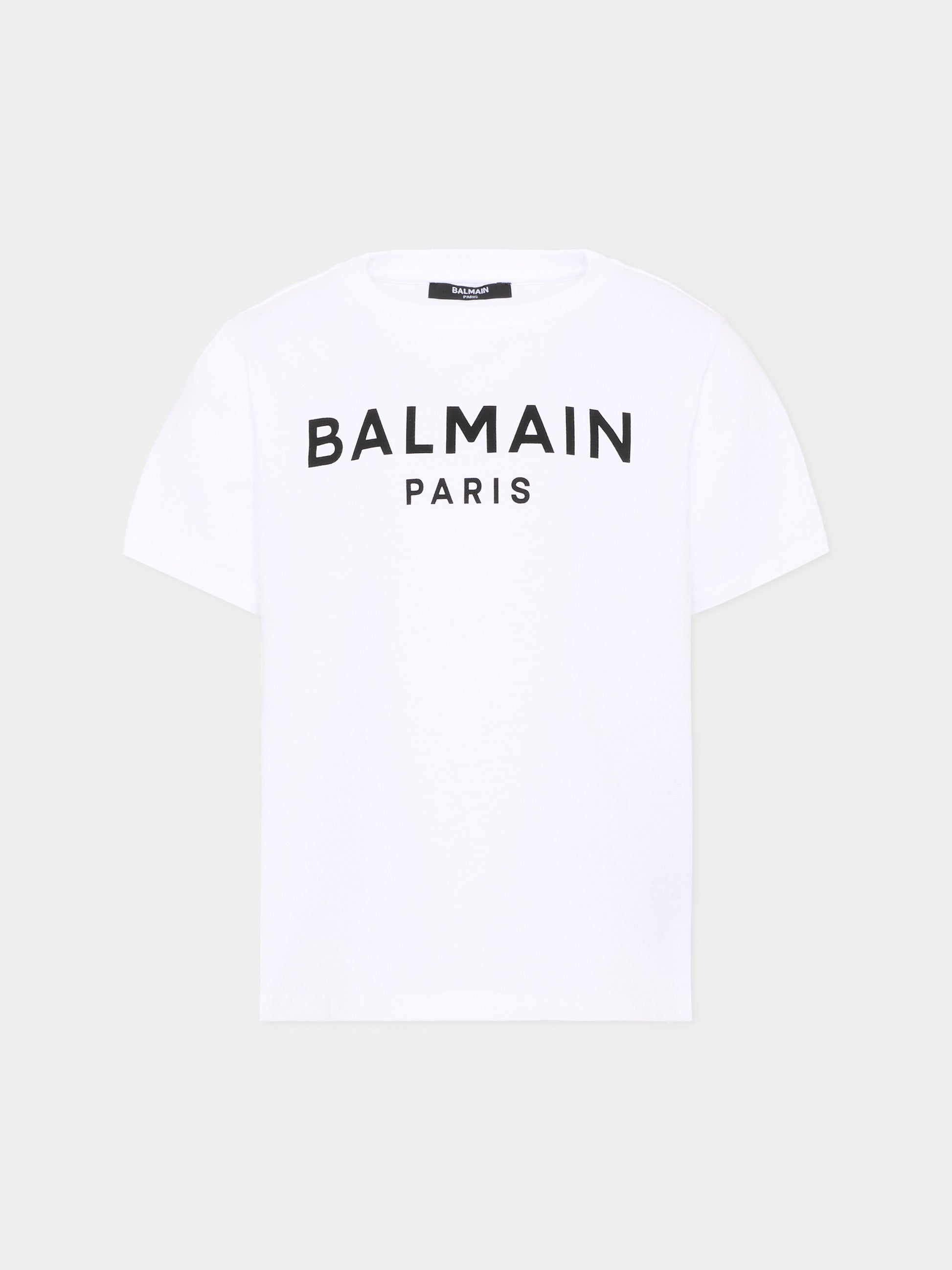 T-Shirt bianca per bambini con logo,Balmain Kids,BY8R11 Z3672 100NE