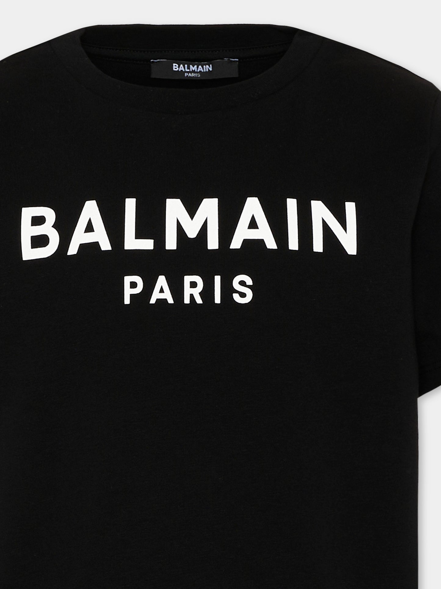 T-Shirt nera per bambini con logo,Balmain Kids,BY8R11 Z3672 930BC