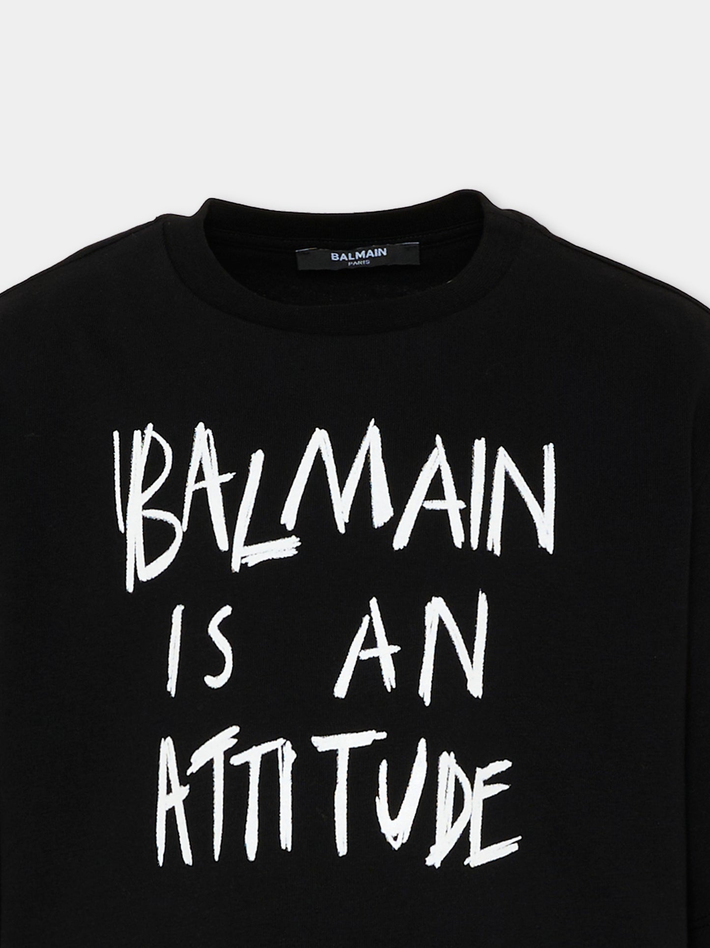 T-Shirt nera per bambina con logo,Balmain Kids,BZ8A01 Z3672 930BC