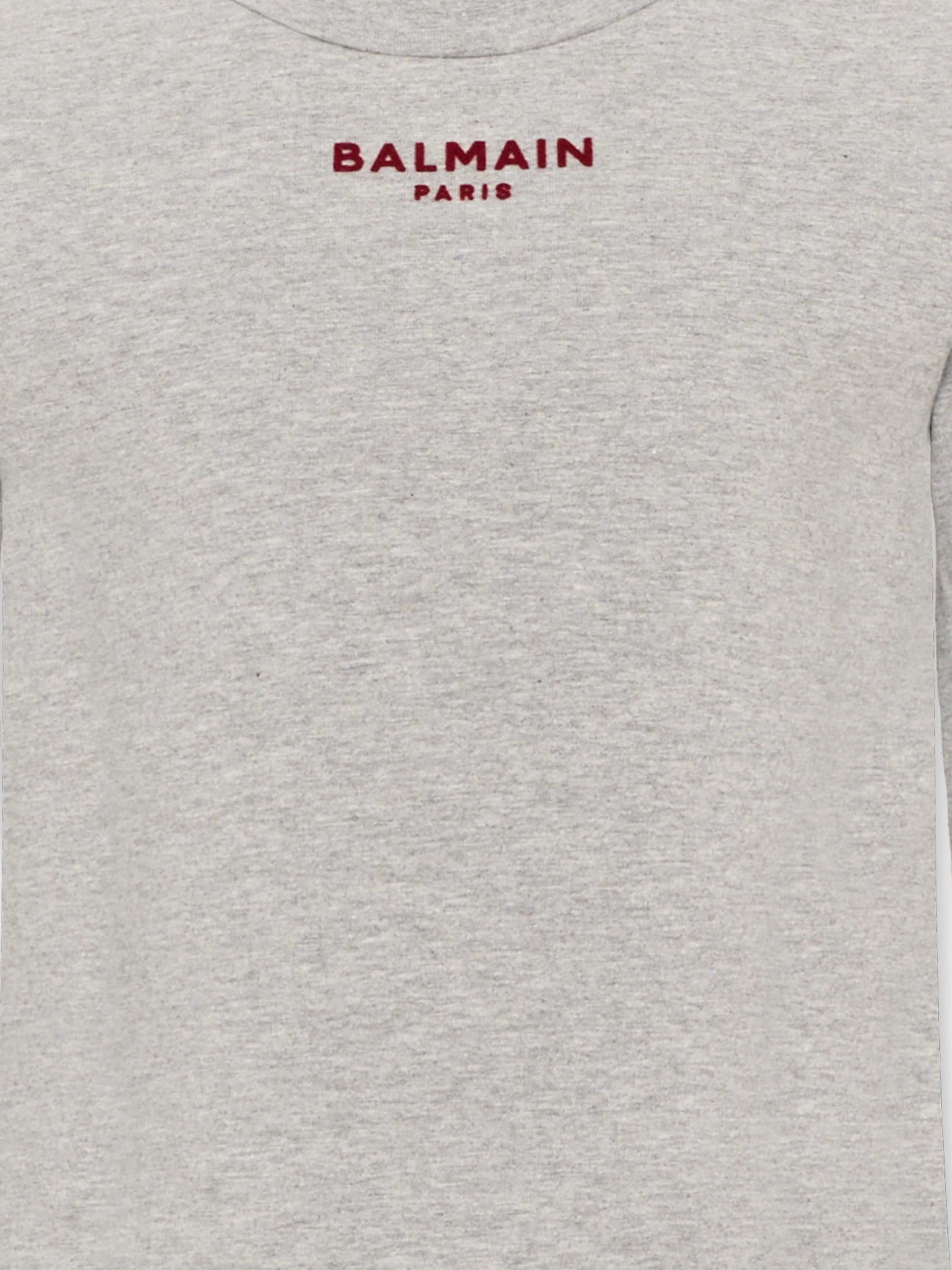 T-Shirt a manica lunga grigia per bambini con logo,Balmain Kids,BZ8A70 Z4008 806BD