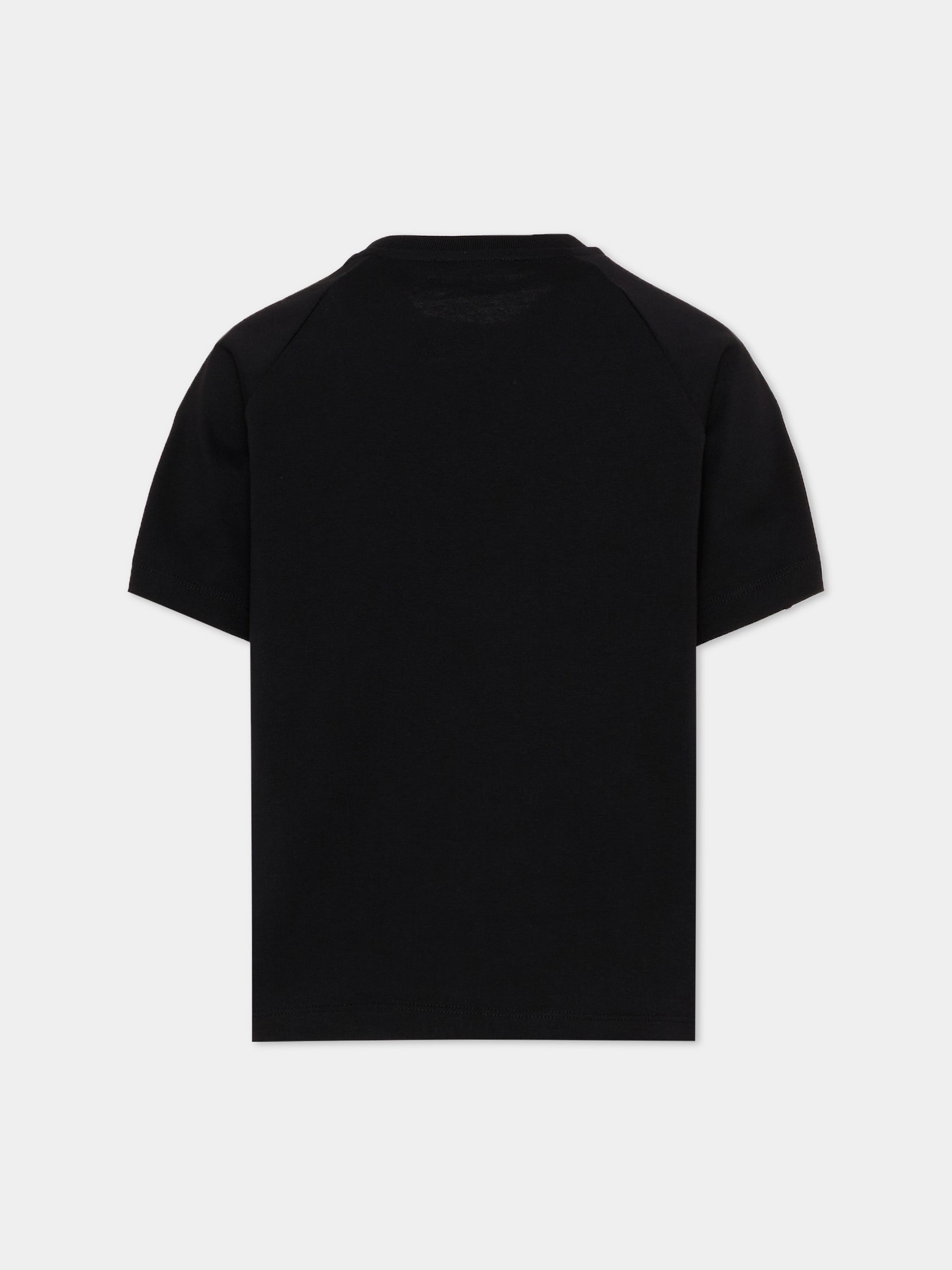 T-Shirt nera per bambino con logo,Balmain Kids,BZ8I01 Z3672 930BC