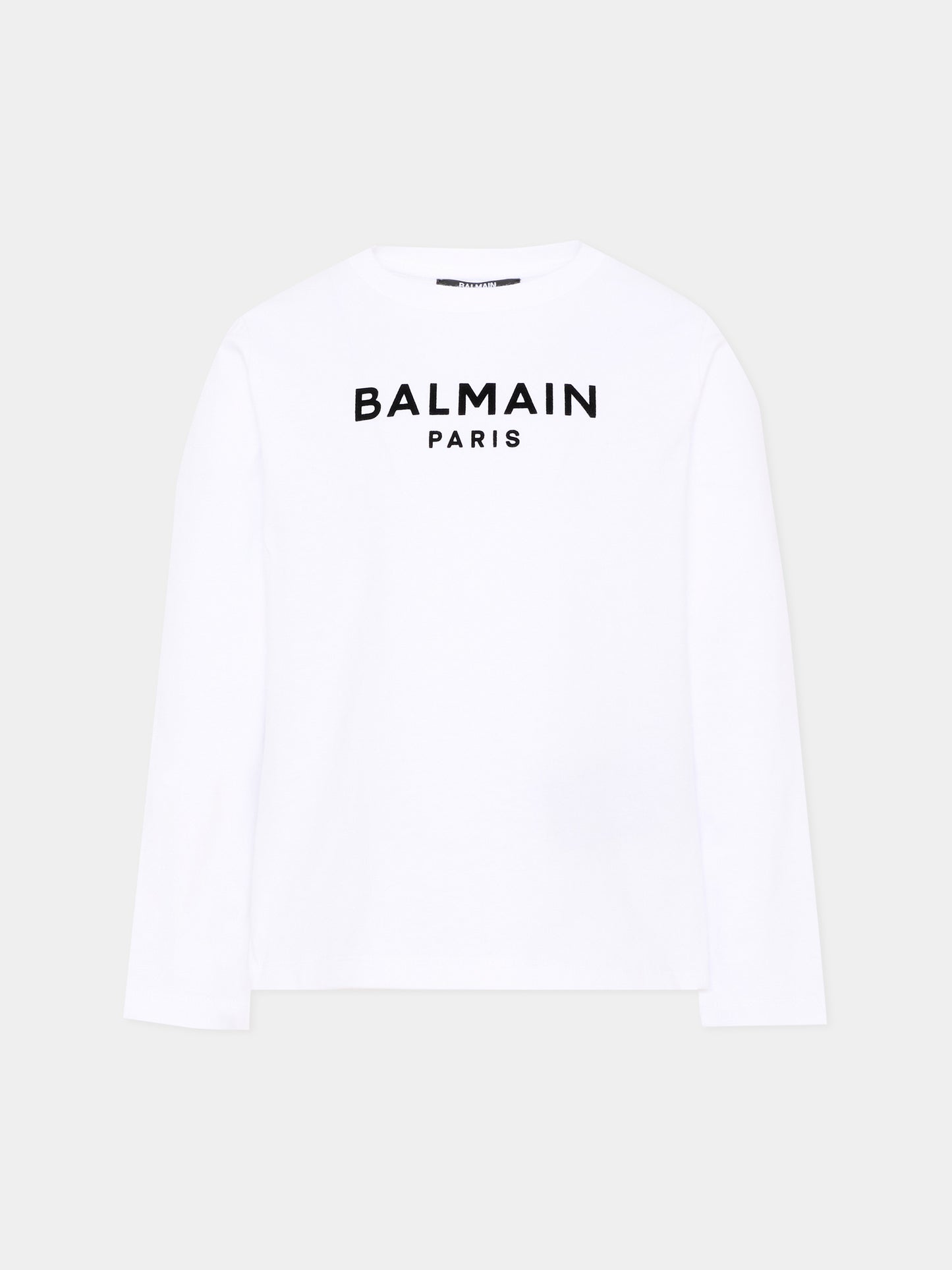 T-Shirt bianca per bambini con logo,Balmain Kids,BZ8I20 Z3672 100NE