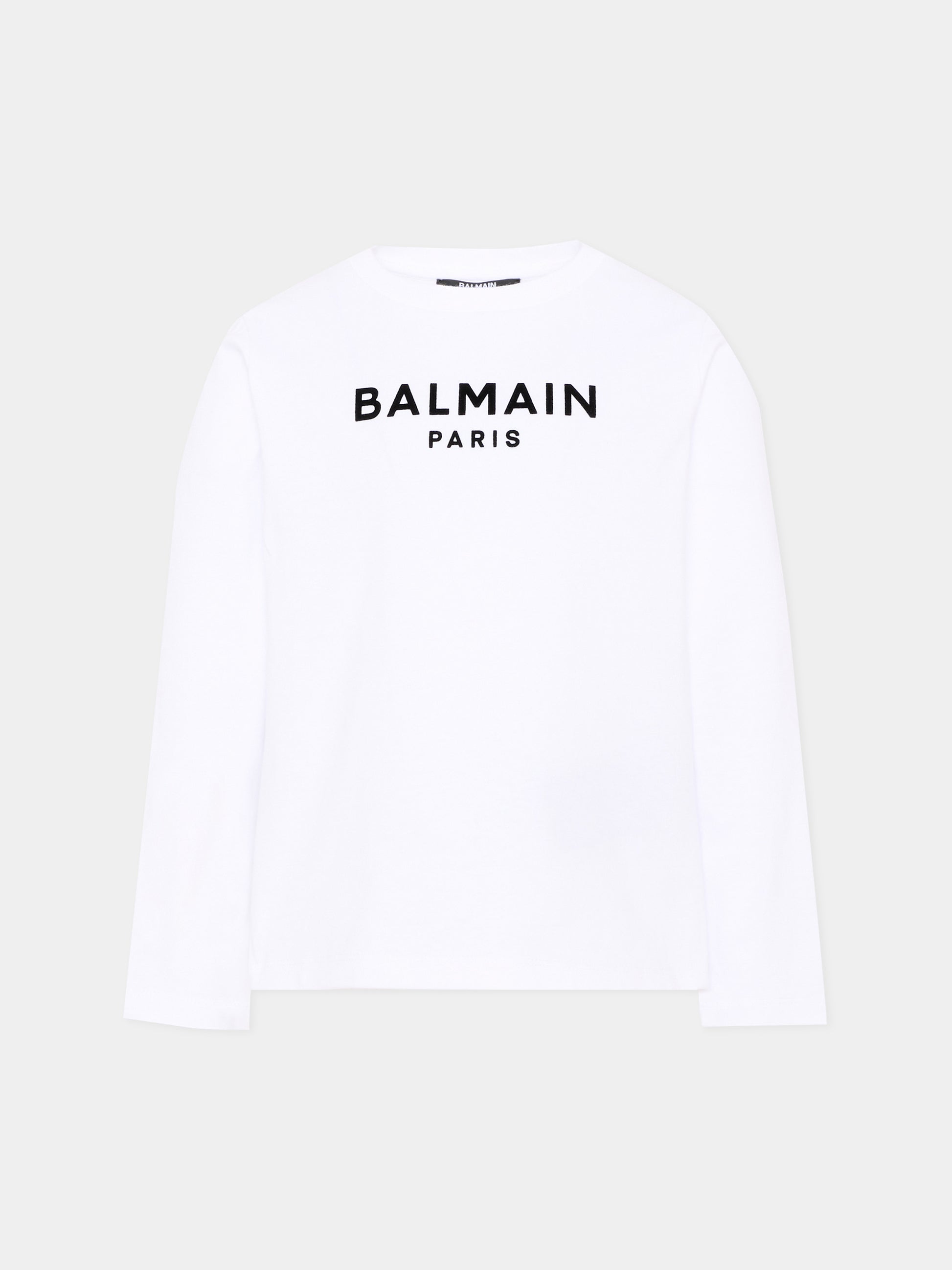 T-Shirt bianca per bambini con logo,Balmain Kids,BZ8I20 Z3672 100NE