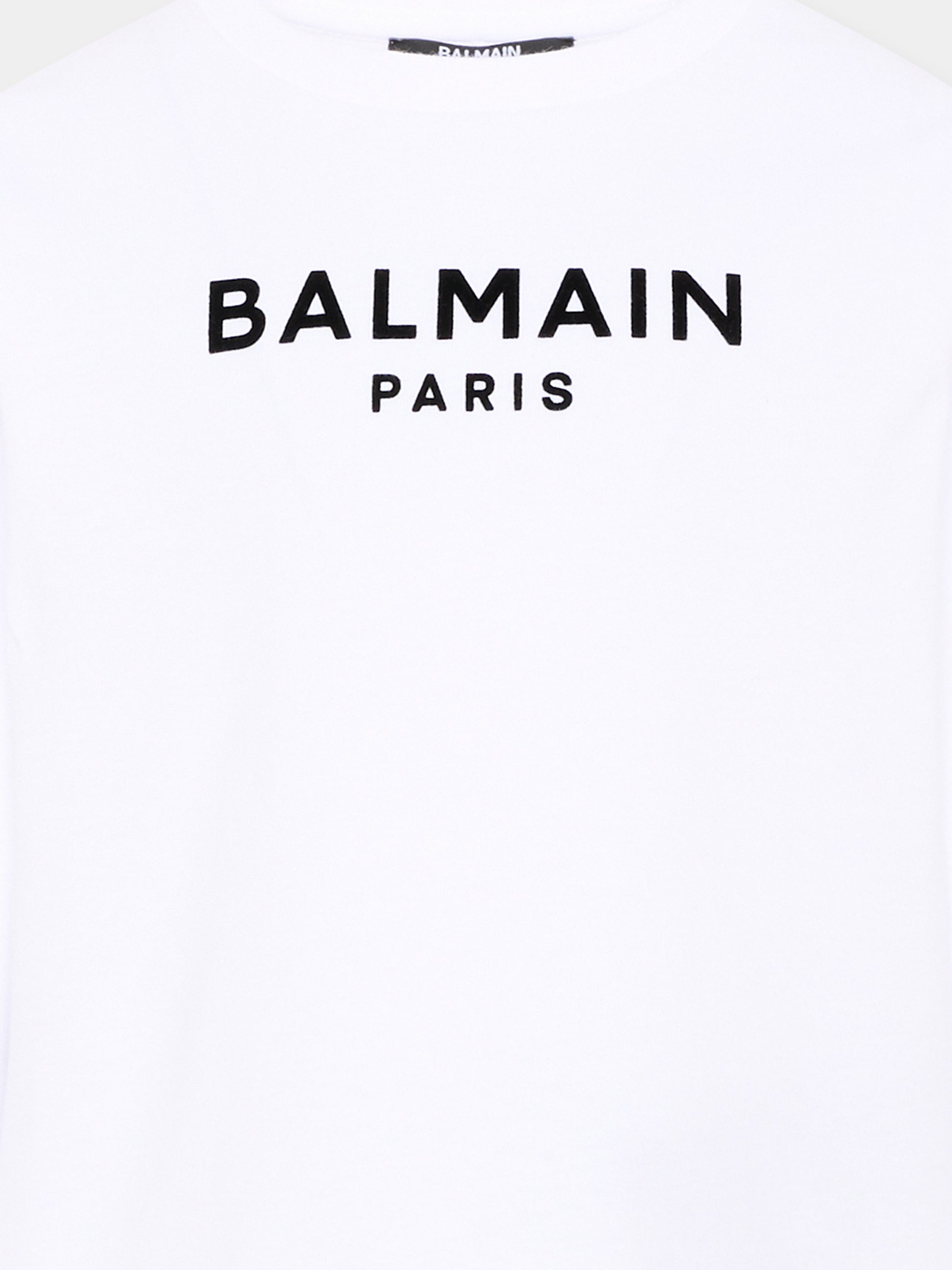 T-Shirt bianca per bambini con logo,Balmain Kids,BZ8I20 Z3672 100NE