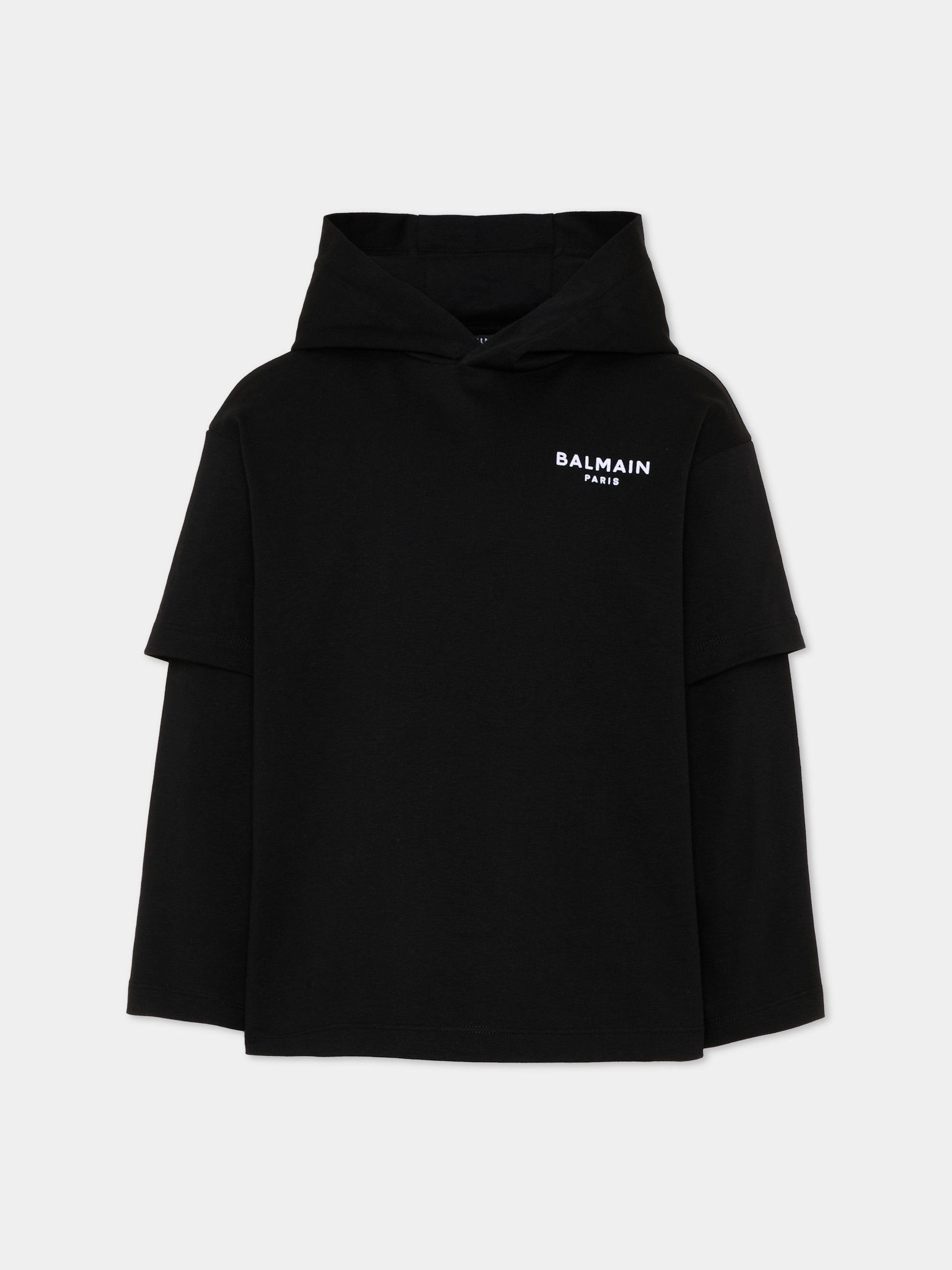 T-Shirt nera per bambini con logo,Balmain Kids,BZ8I30 Z3672 930BC