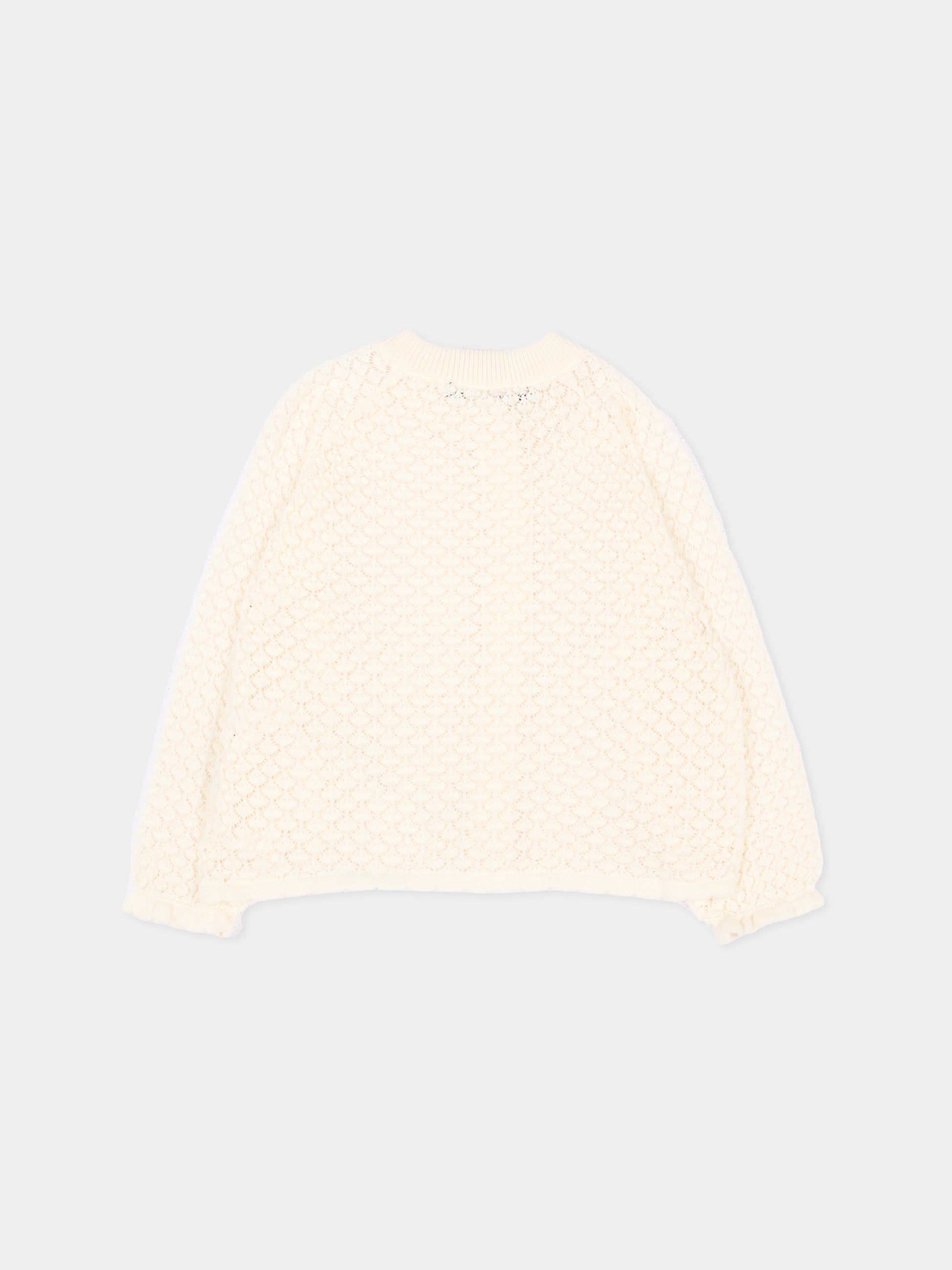 Cardigan avorio per neonata con logo,Balmain Kids,BZ9000 Z3491 101OR