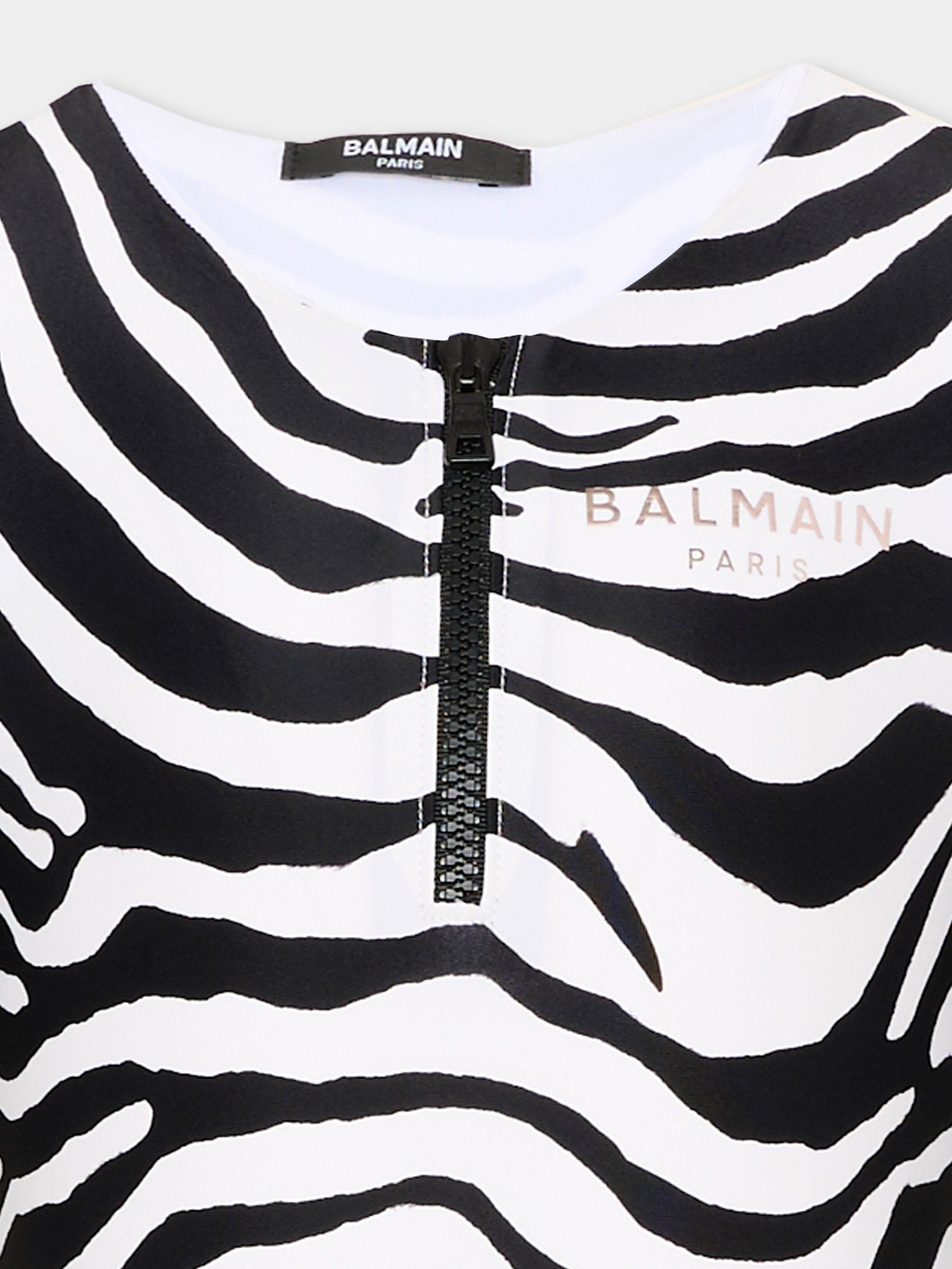 Body multicolor anti UV per bambina zebrato con logo,Balmain Kids,BZCA09 Z4178 100NE