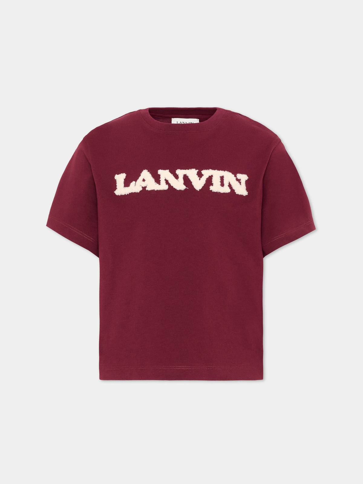 T-shirt bordeaux per bambina con logo,Lanvin Petite,N30397 955