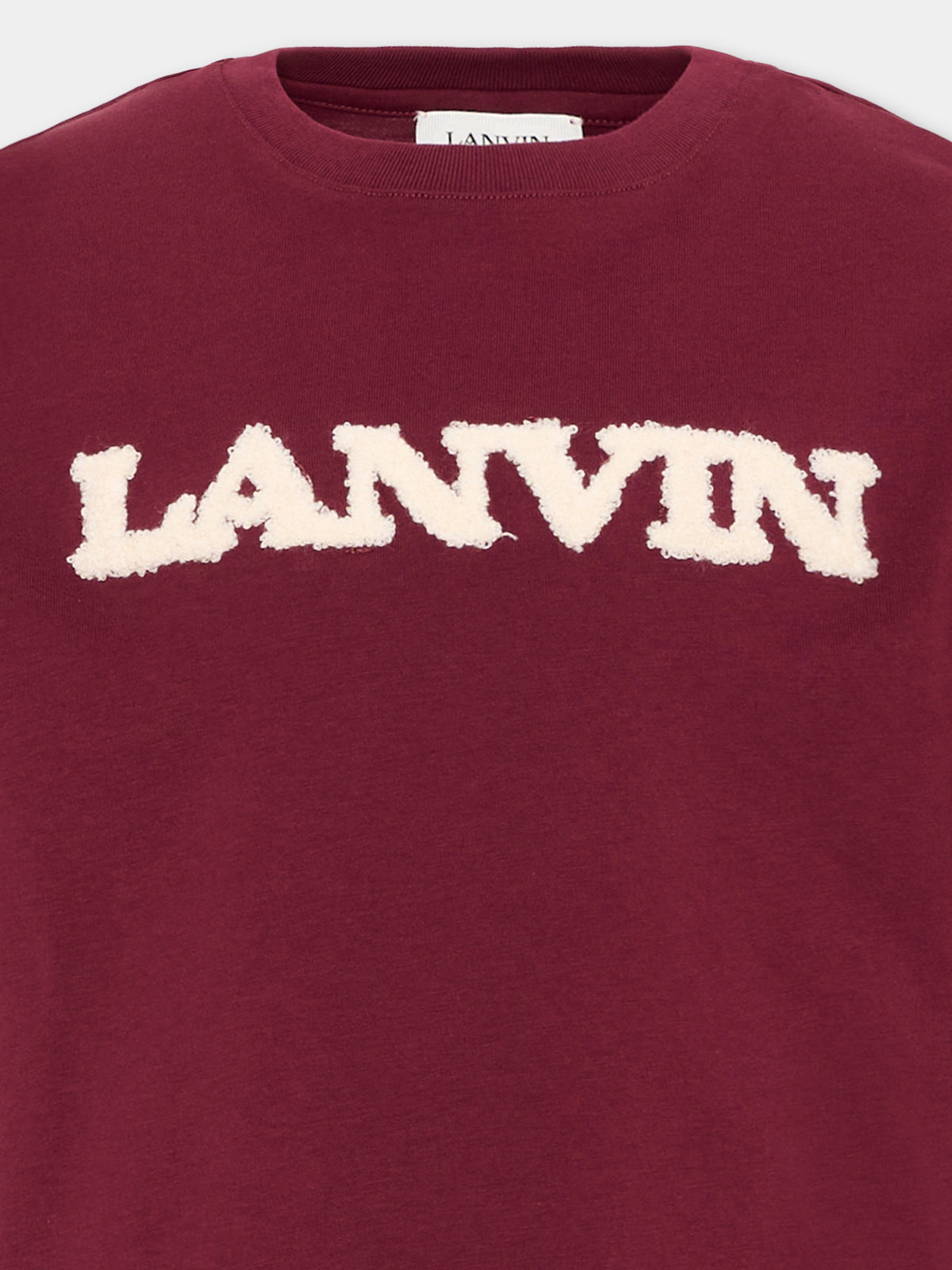 T-shirt bordeaux per bambina con logo,Lanvin Petite,N30397 955