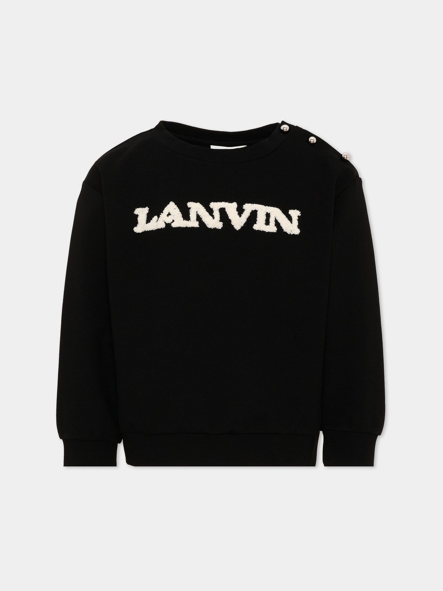 Felpa nera per bambina con logo,Lanvin Petite,N30402 09B