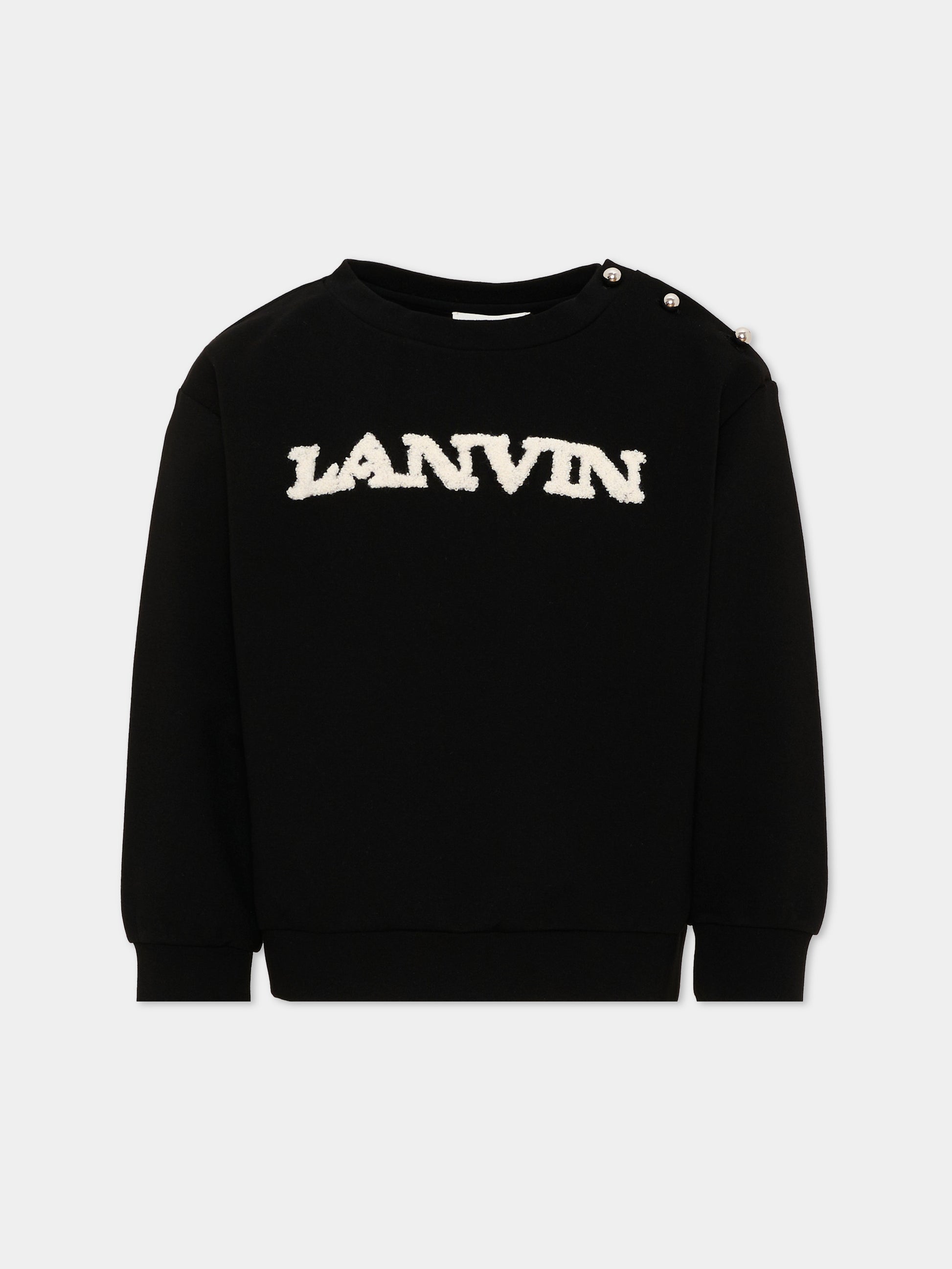 Felpa nera per bambina con logo,Lanvin Petite,N30402 09B
