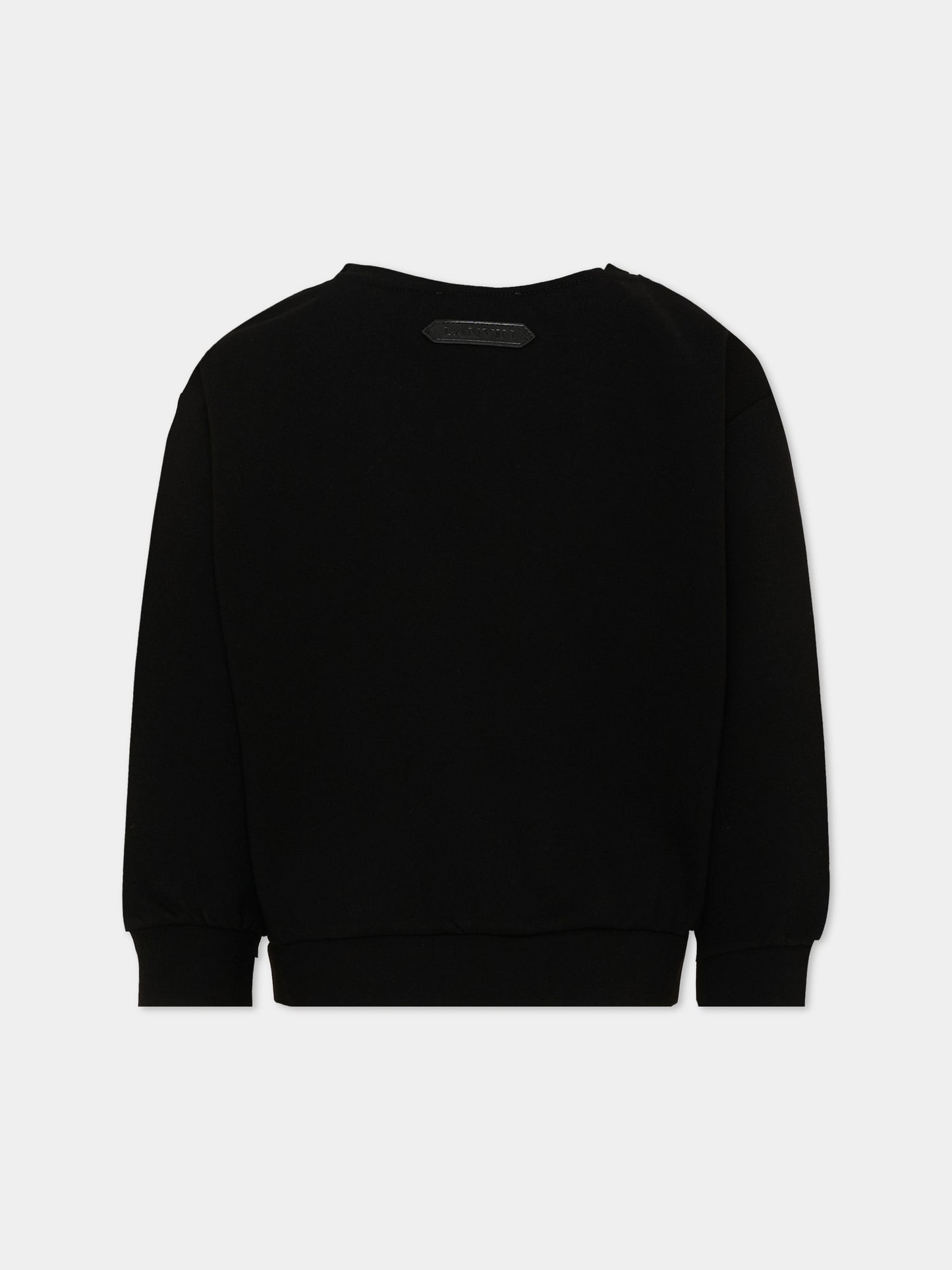 Felpa nera per bambina con logo,Lanvin Petite,N30402 09B