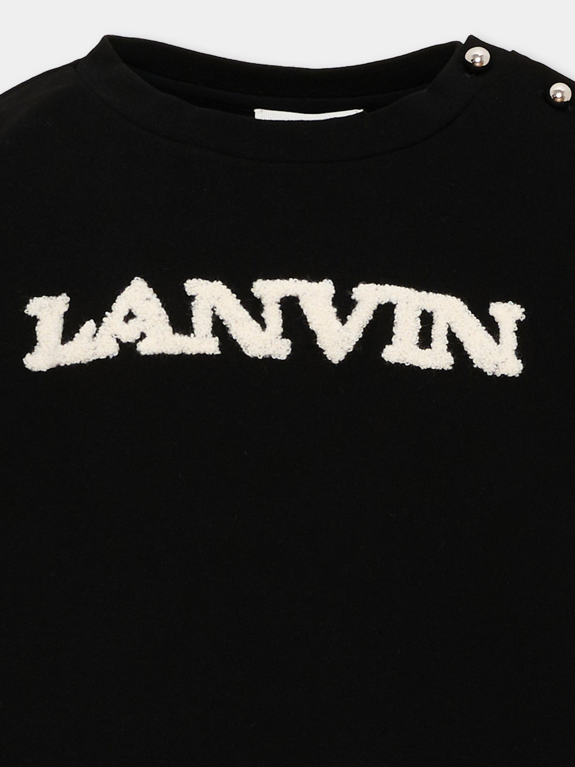 Felpa nera per bambina con logo,Lanvin Petite,N30402 09B