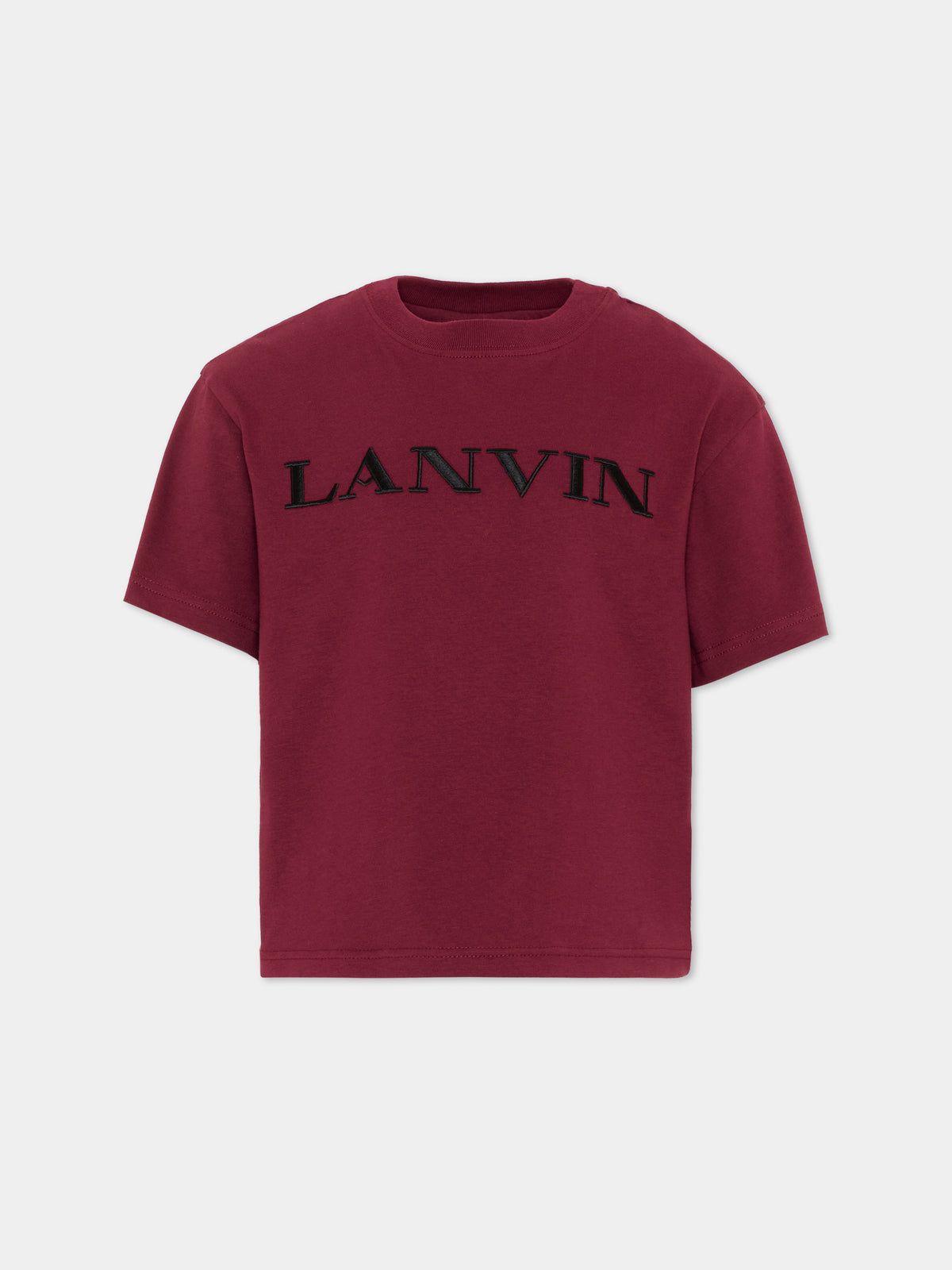 T-Shirt bordeaux per bambini con logo,Lanvin Petite,N30426 955