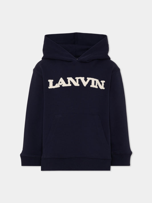 Felpa blu per bambino con logo,Lanvin Petite,N30435 855