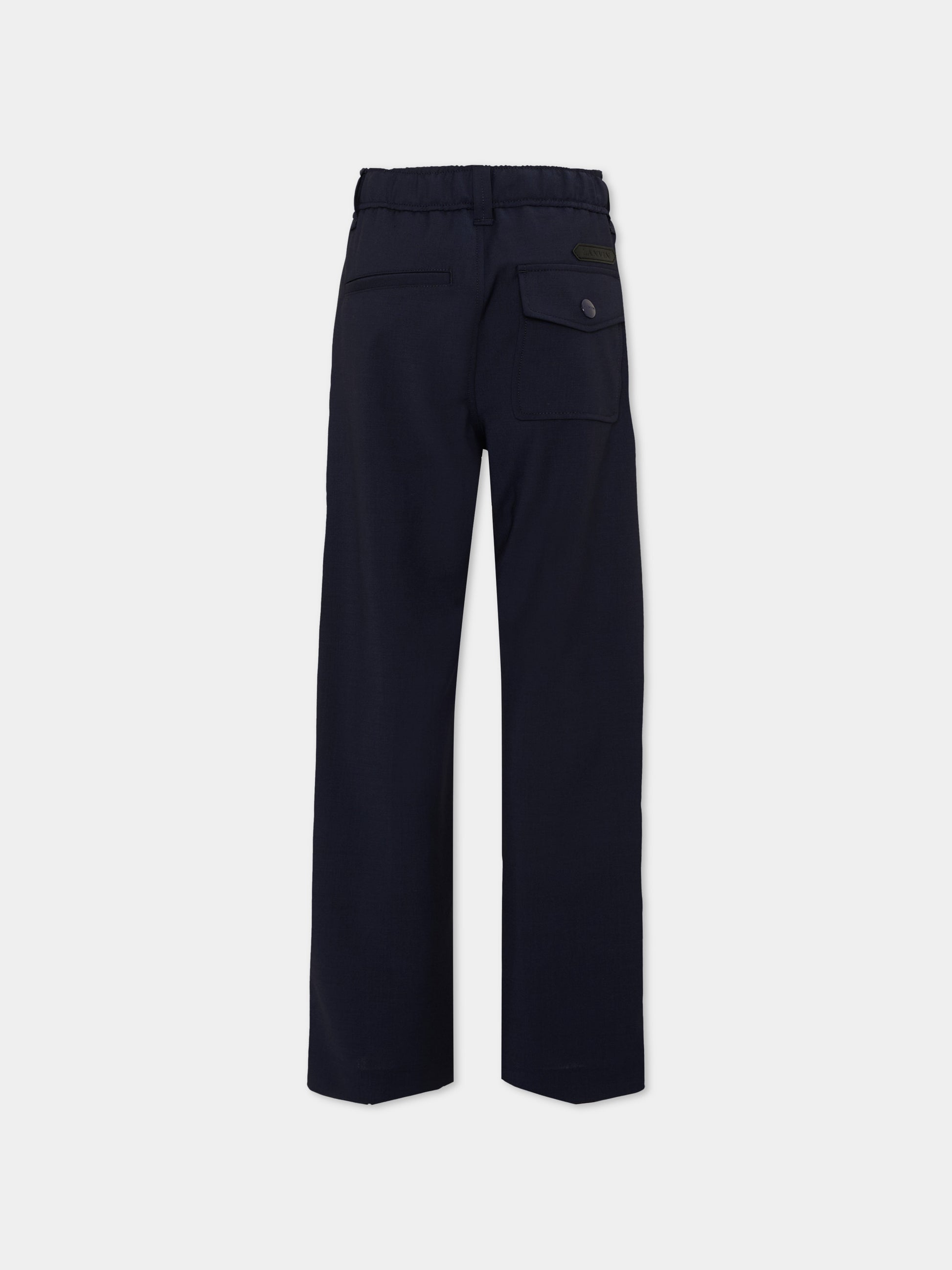 Pantaloni eleganti blu per bambino con logo,Lanvin Petite,N30441 868