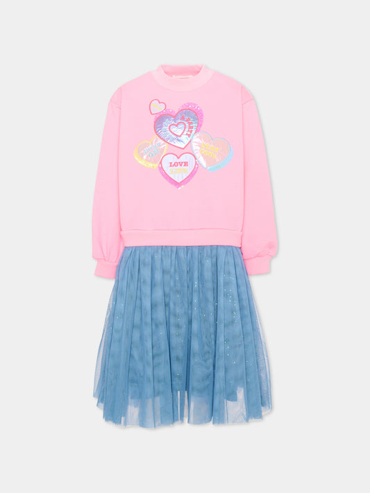 Vestito rosa per bambina con cuori,Billieblush,U22350 462