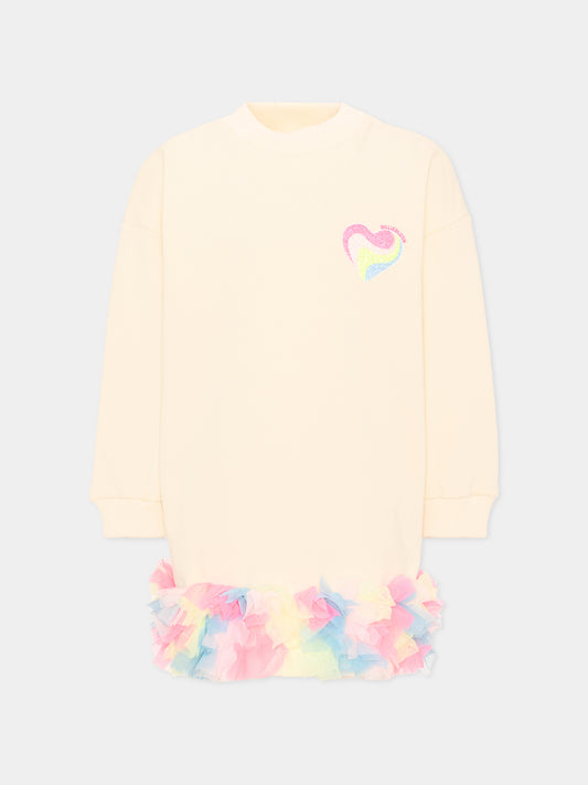 Vestito avorio per bambina con cuore,Billieblush,U22358 243