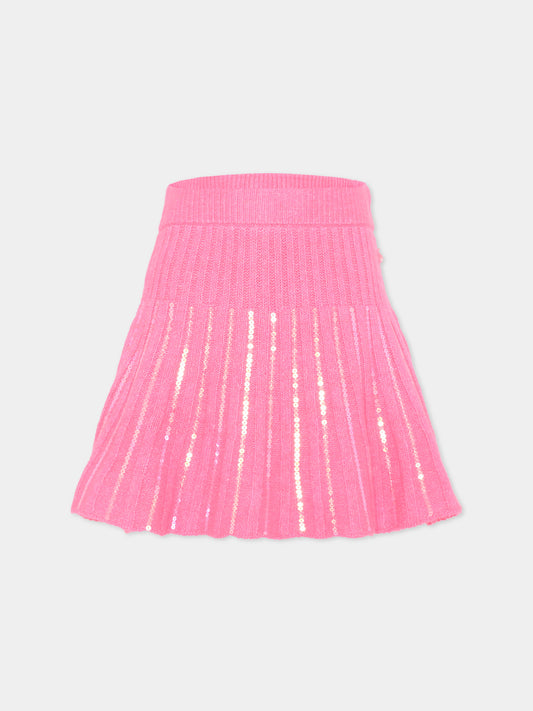 Gonna fucsia per bambina con paillettes,Billieblush,U22367 47A