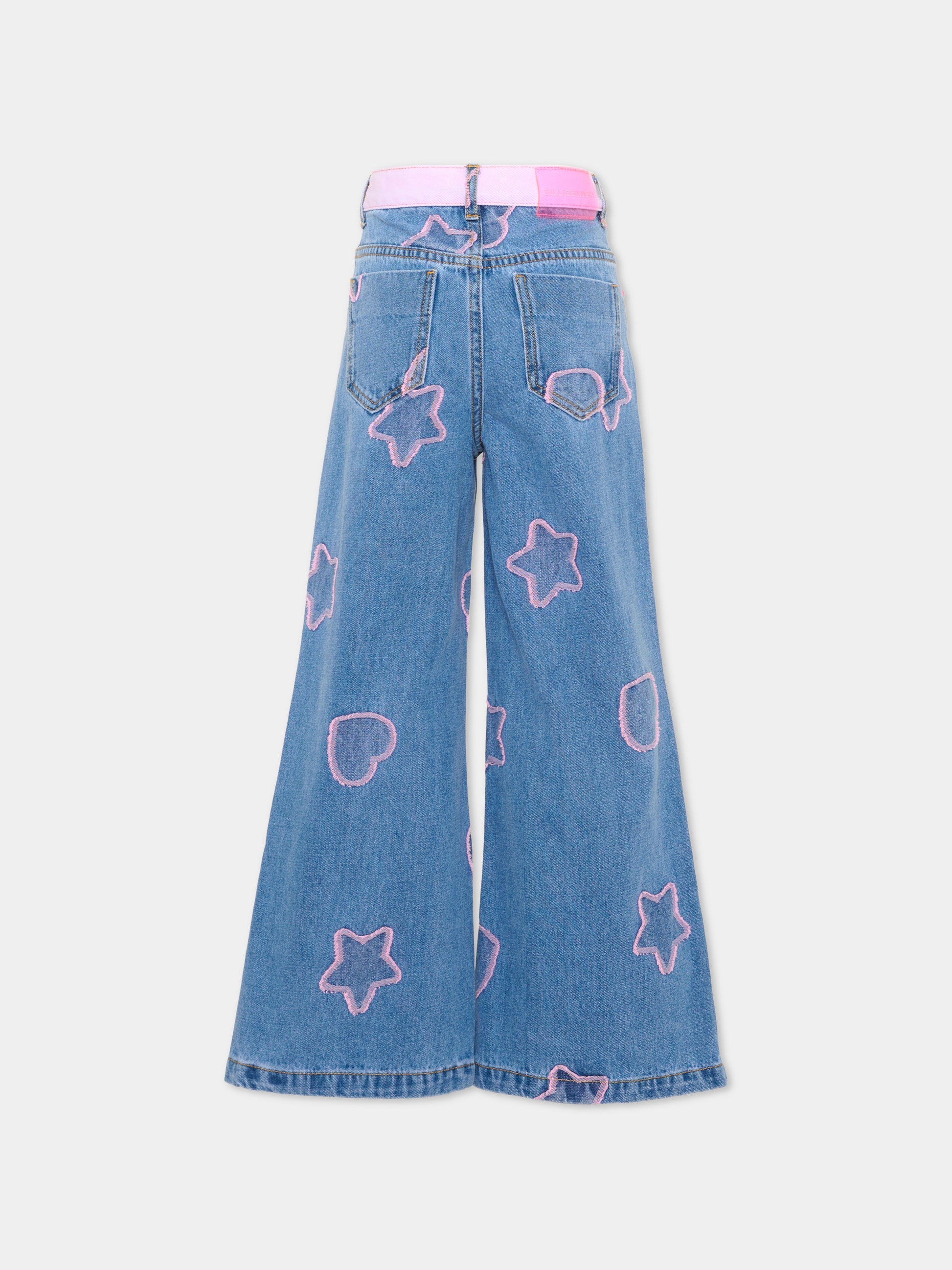 Jeans denim per bambina con patch logo,Billieblush,U22416 Z10