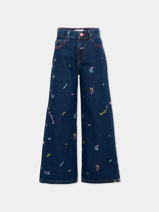 Jeans denim per bambina con ricami,Billieblush,U22417 Z10