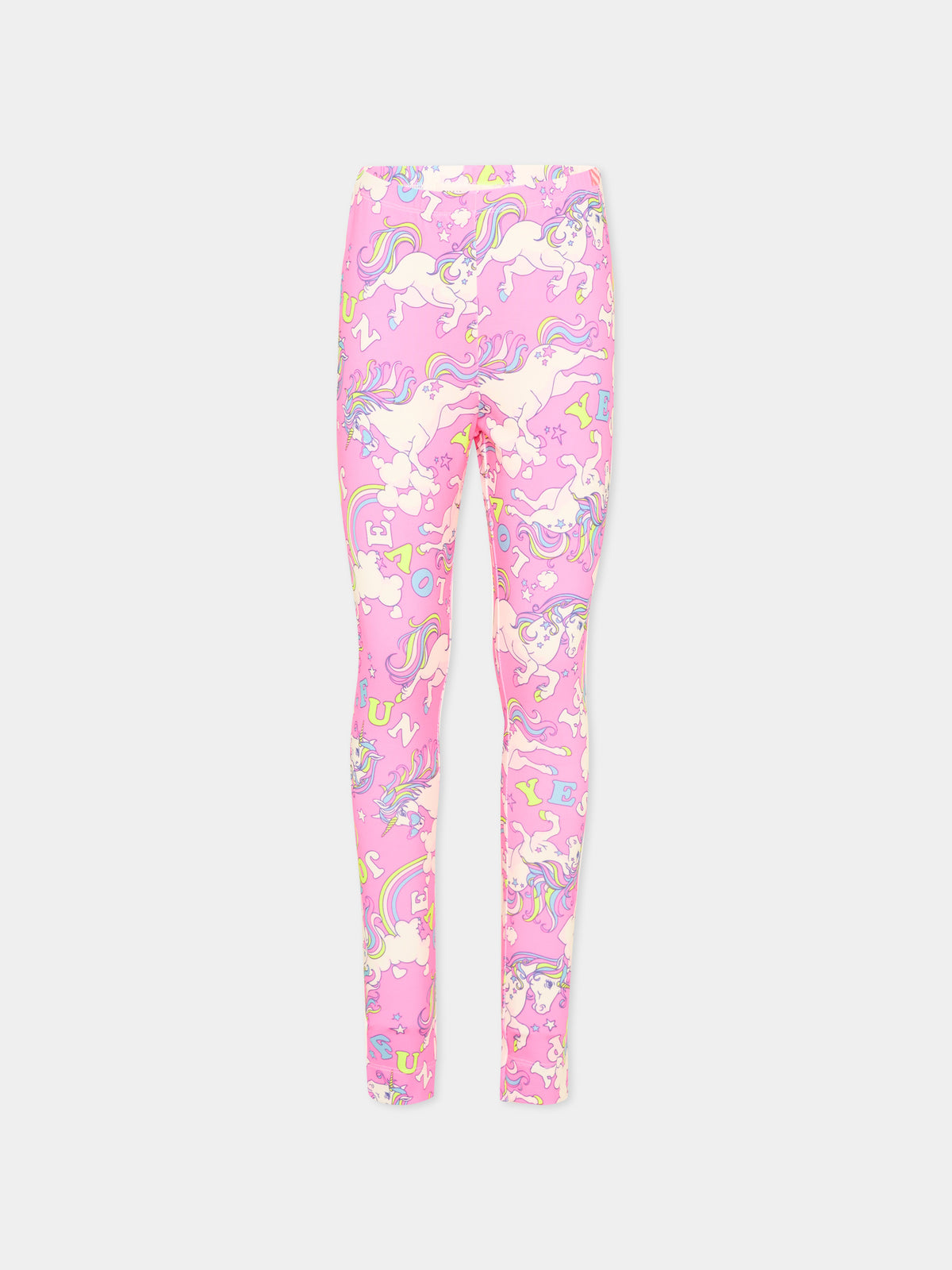 Leggings rosa per bambina con unicorni,Billieblush,U22423 47A