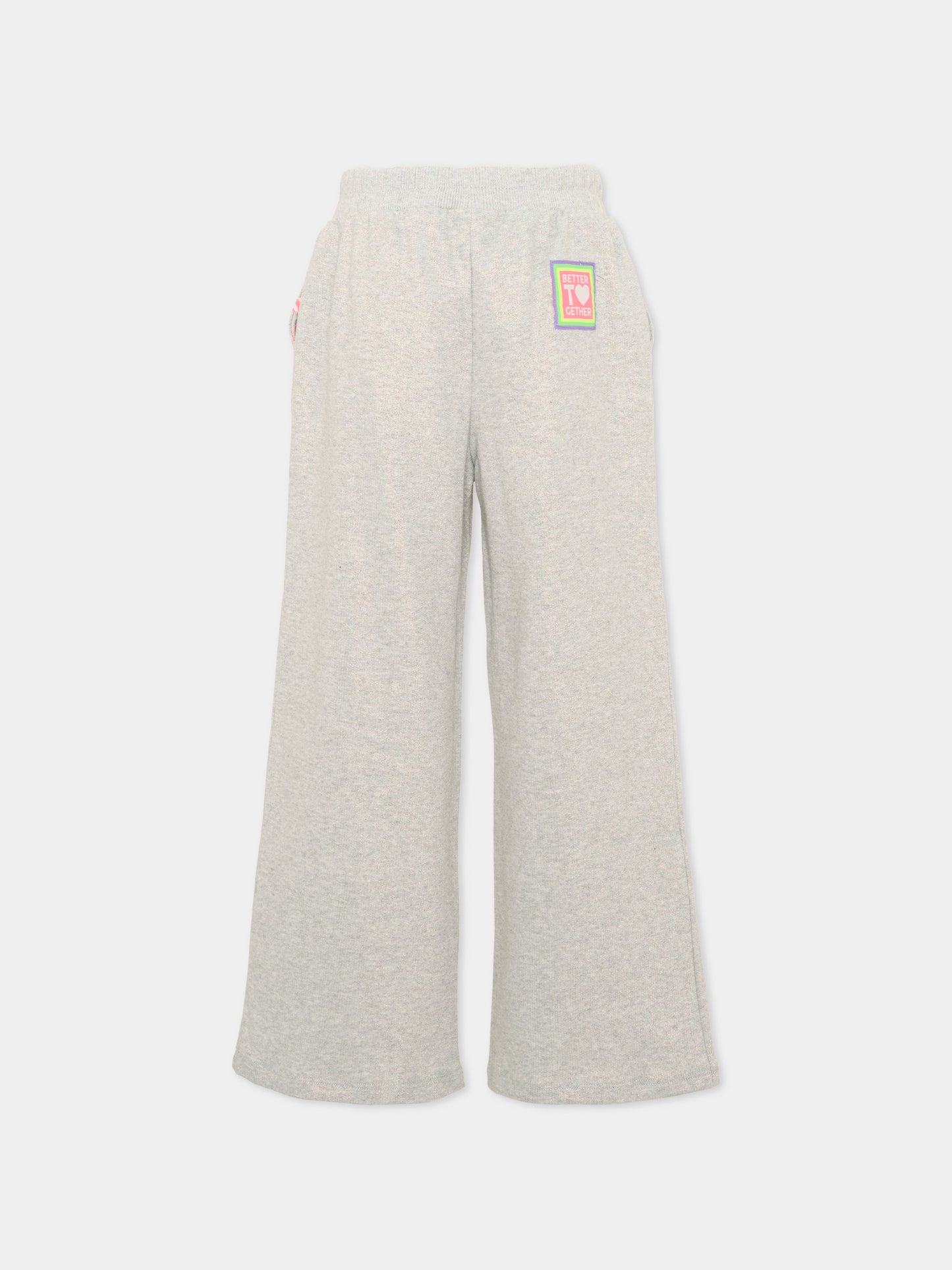 Pantalone grigio per bambina con patch,Billieblush,U22425 111