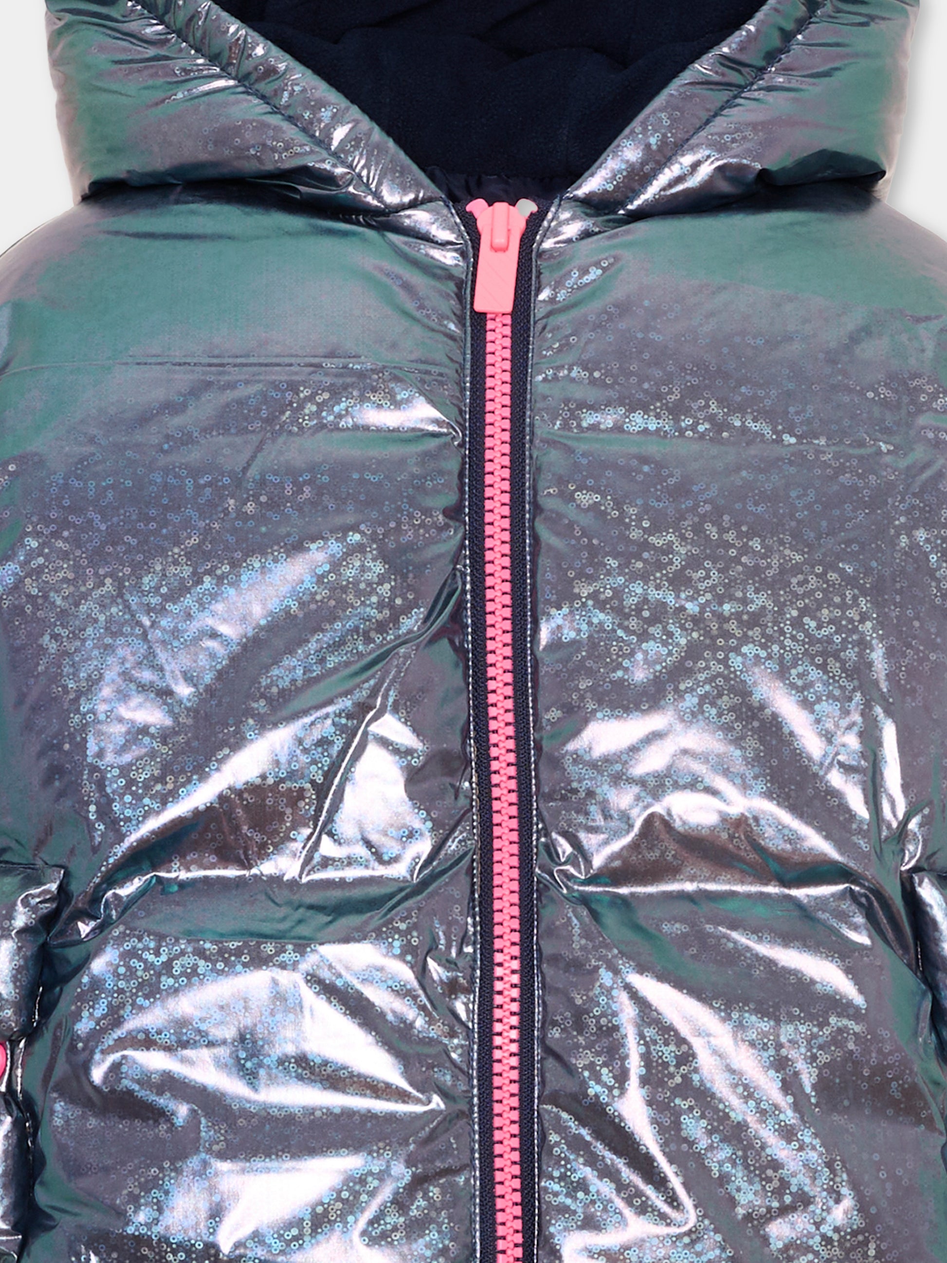 Piumini blu per bambina iridescente,Billieblush,U22443 85T