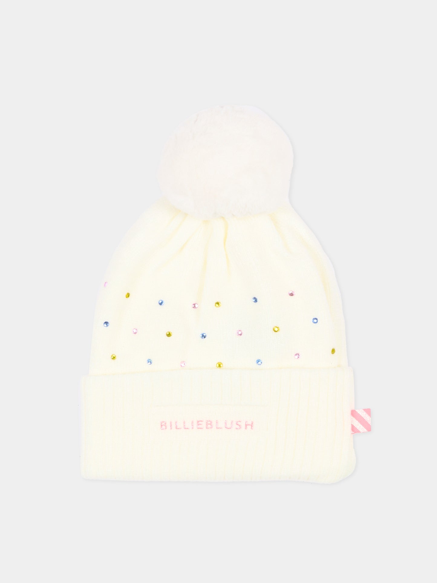 Berretto avorio per bambina con logo,Billieblush,U22499 121