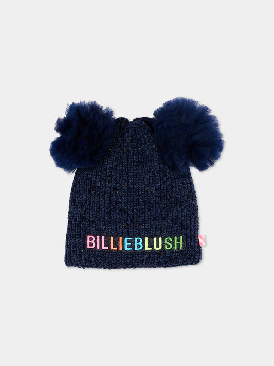 Berretto blu per bambina con logo,Billieblush,U22504 85T