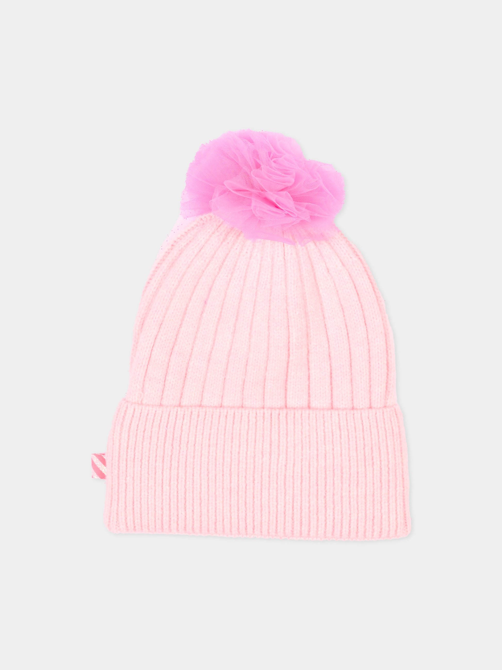 Berretto rosa per bambina con cuore con logo,Billieblush,U22505 475