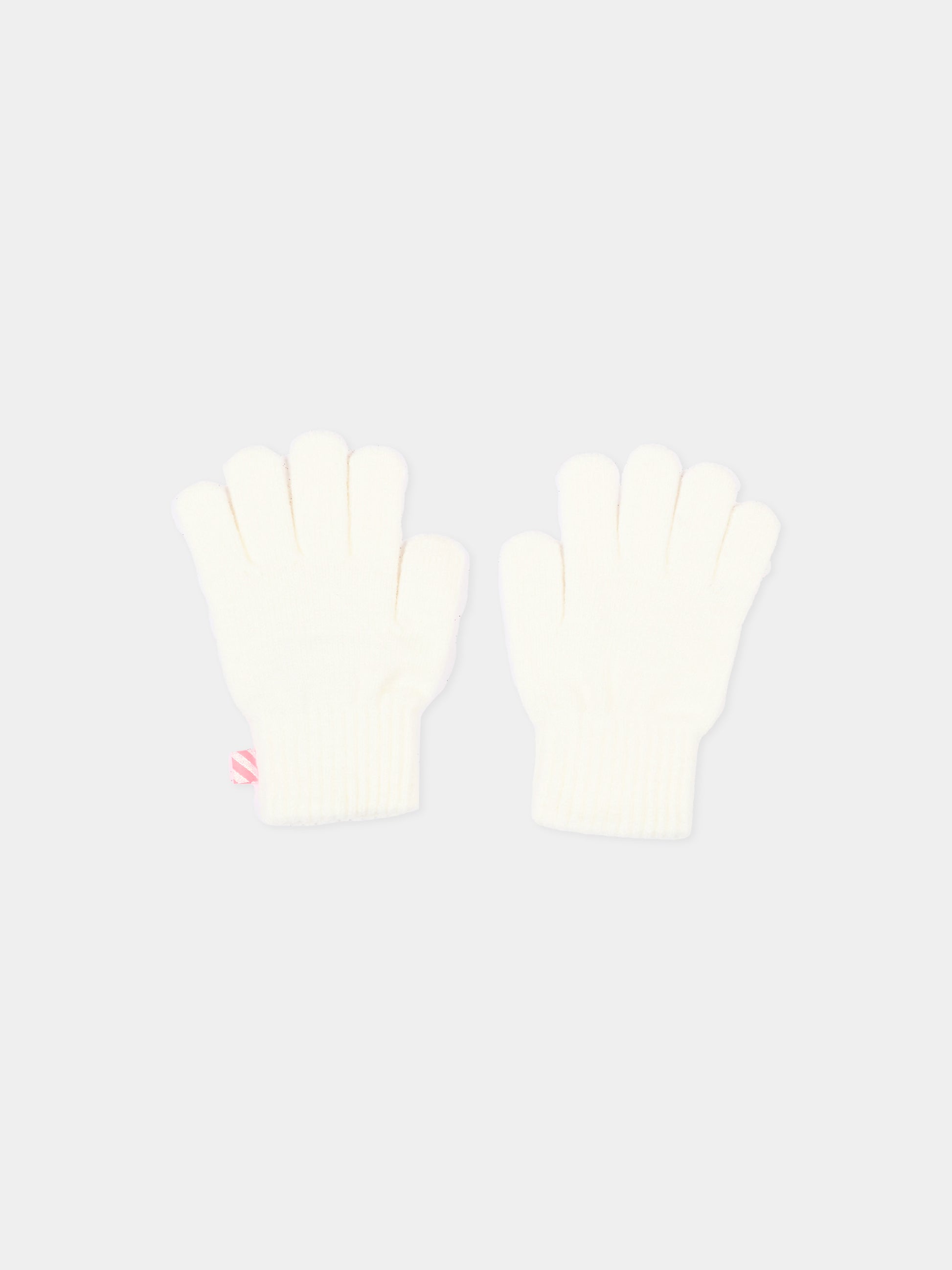 Guanti avorio per bambina con logo,Billieblush,U22541 121