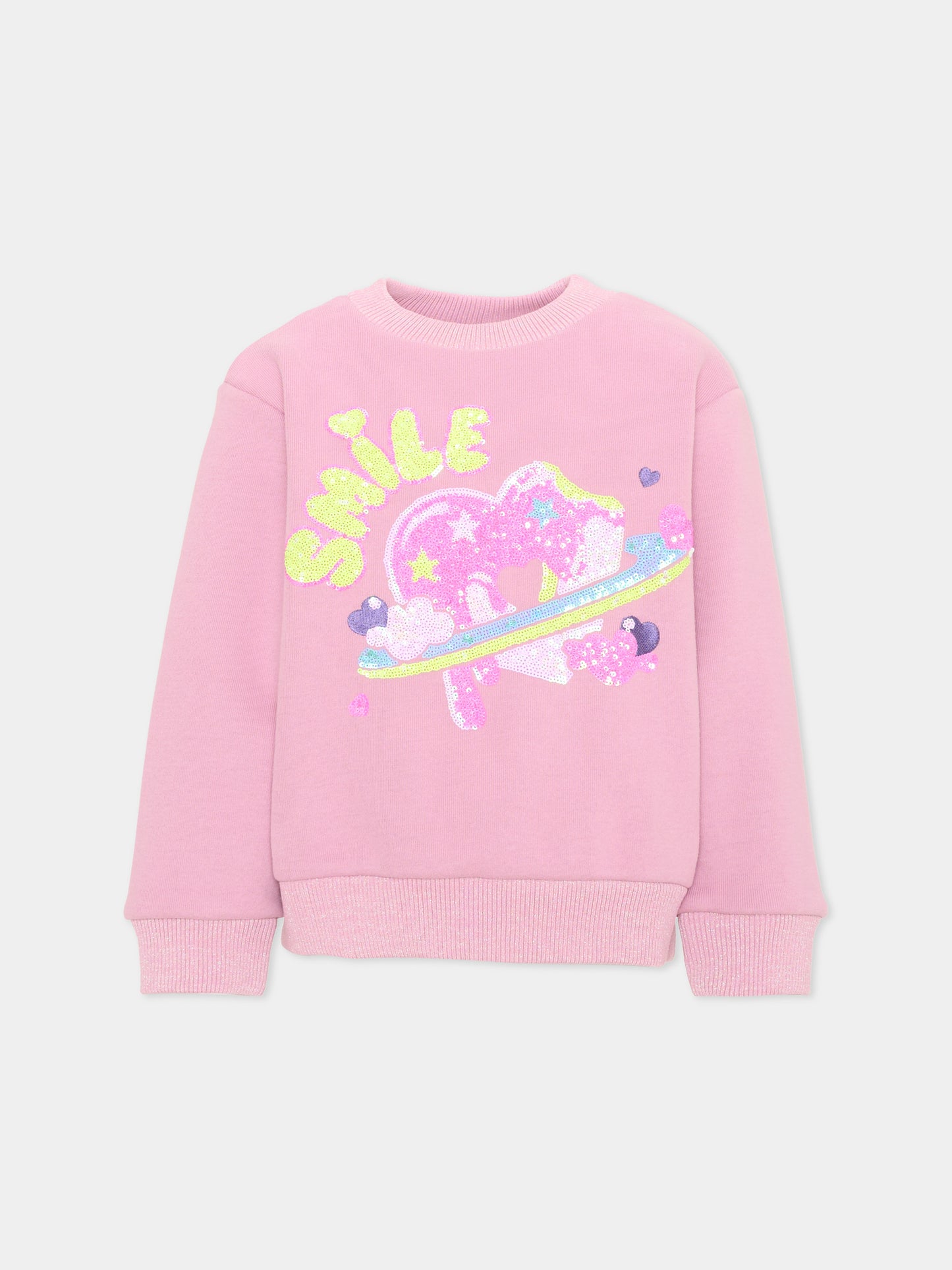 Felpa rosa per bambina con paillettes,Billieblush,U22568 48X