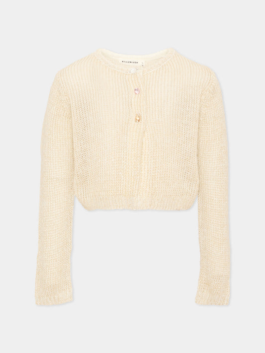 Cardigan avorio per bambina,Billieblush,U22576 Z99