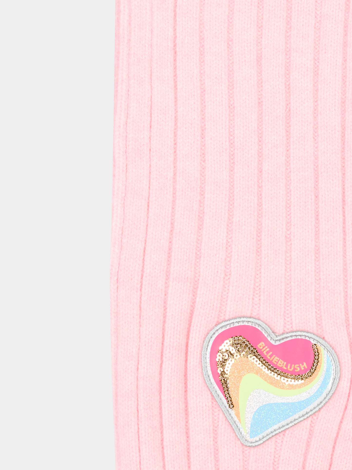 Sciarpa rosa per bambina con cuore con logo,Billieblush,U22600 475