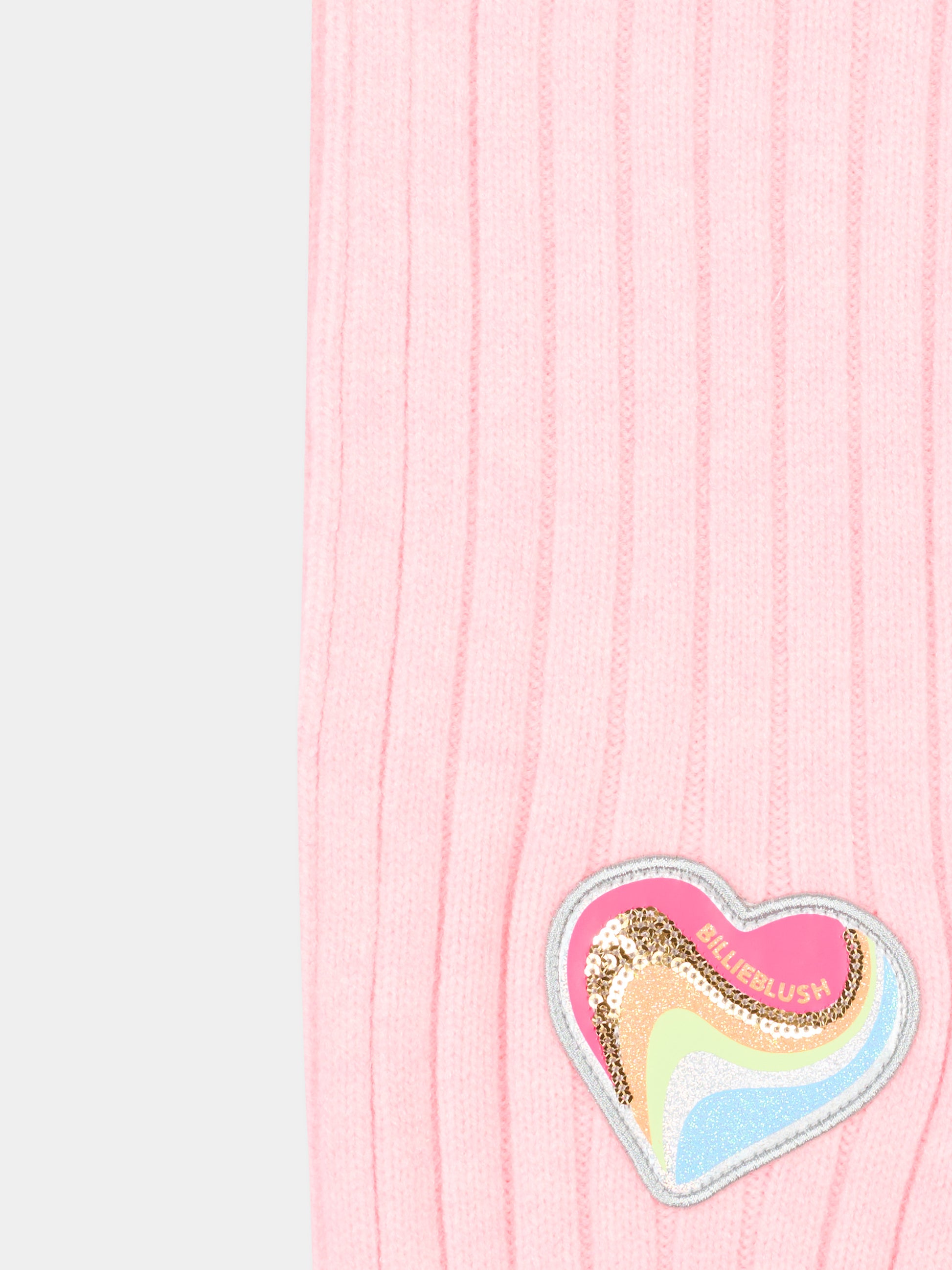 Sciarpa rosa per bambina con cuore con logo,Billieblush,U22600 475