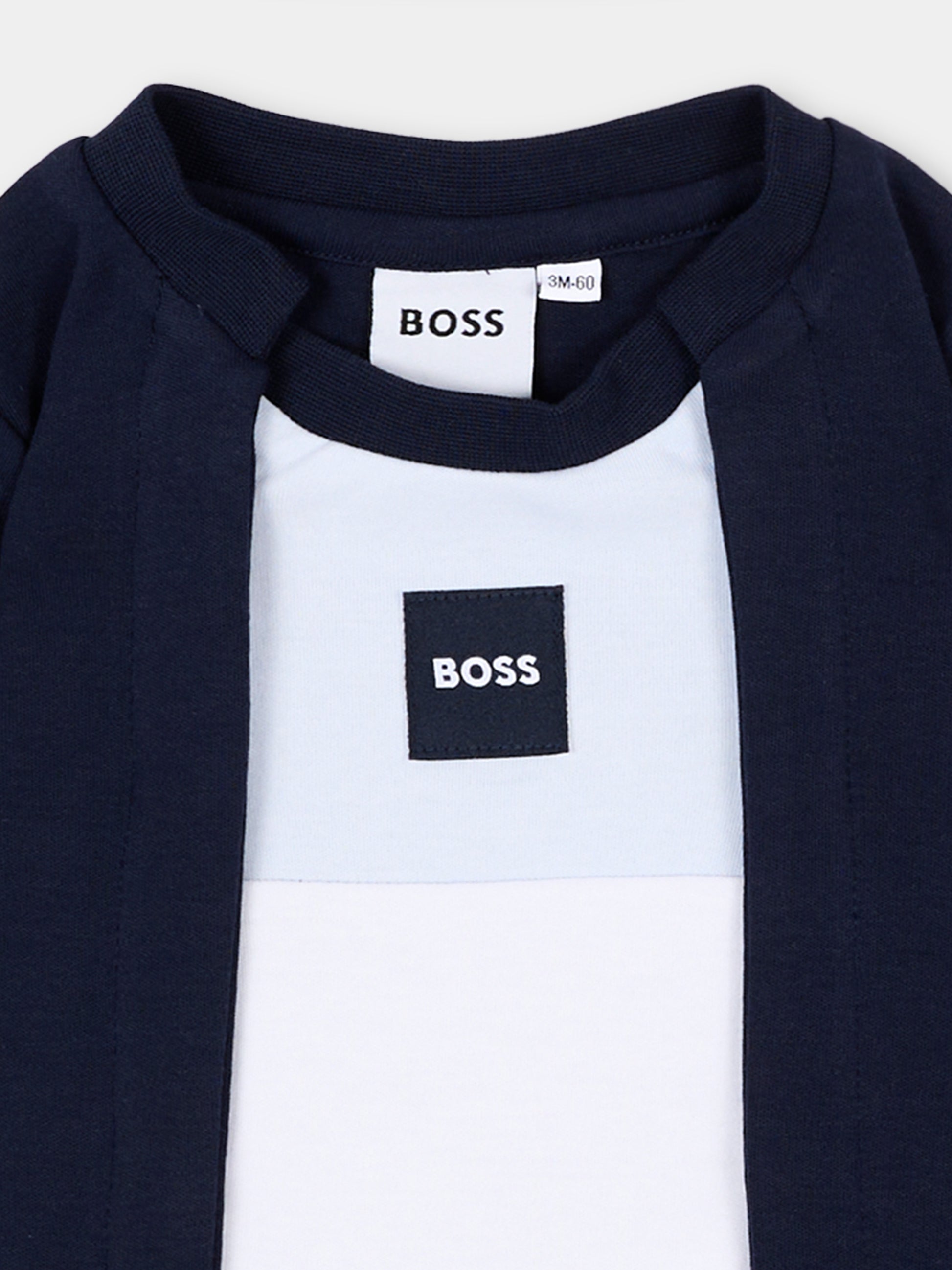 Set Tutine blu per neonato con logo,Boss,J53292 849