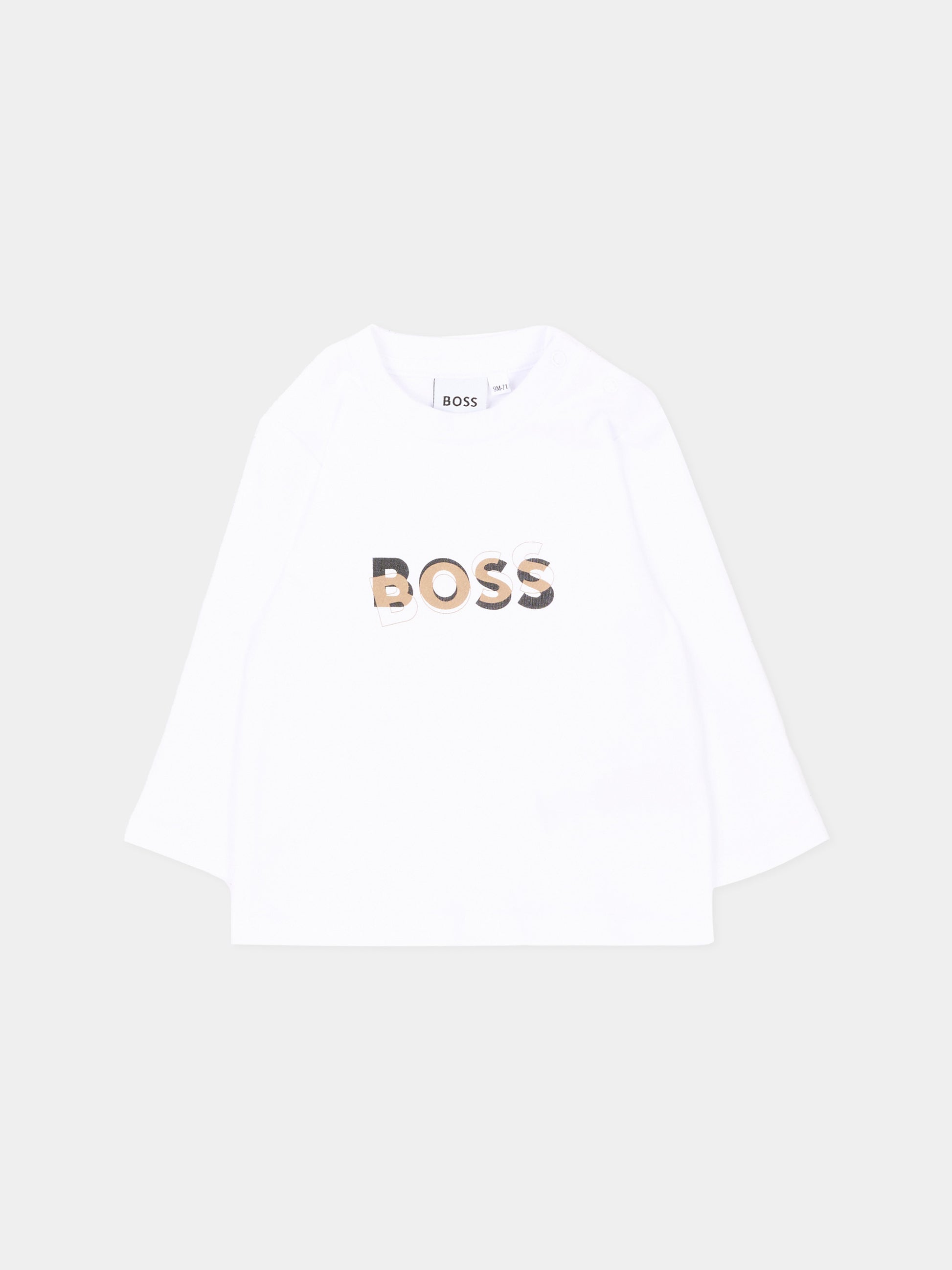 Completo sportivo beige per neonato con logo,Boss,J53305 269